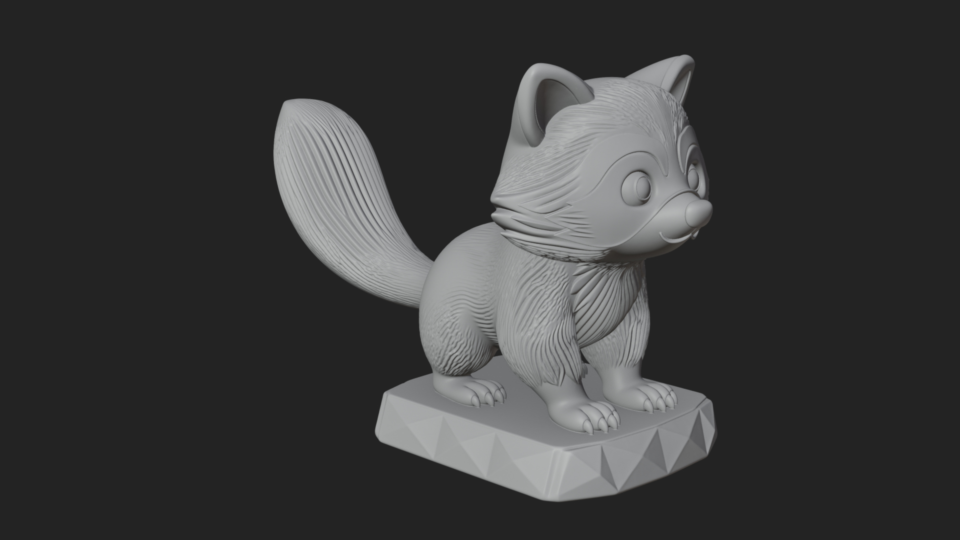 Cute Raccoon Statue Design 3 3D Print Model 3D Model