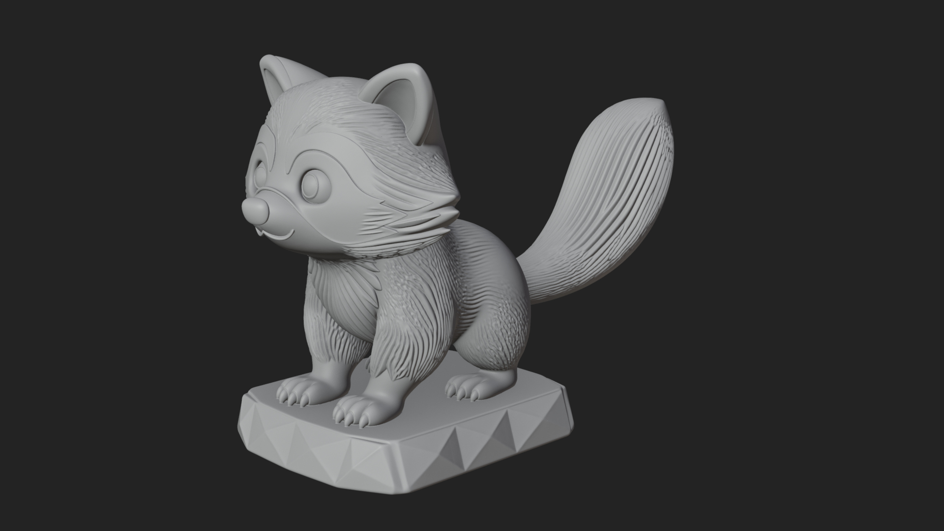 Cute Raccoon Statue Design 3 3D Print Model 3D Model