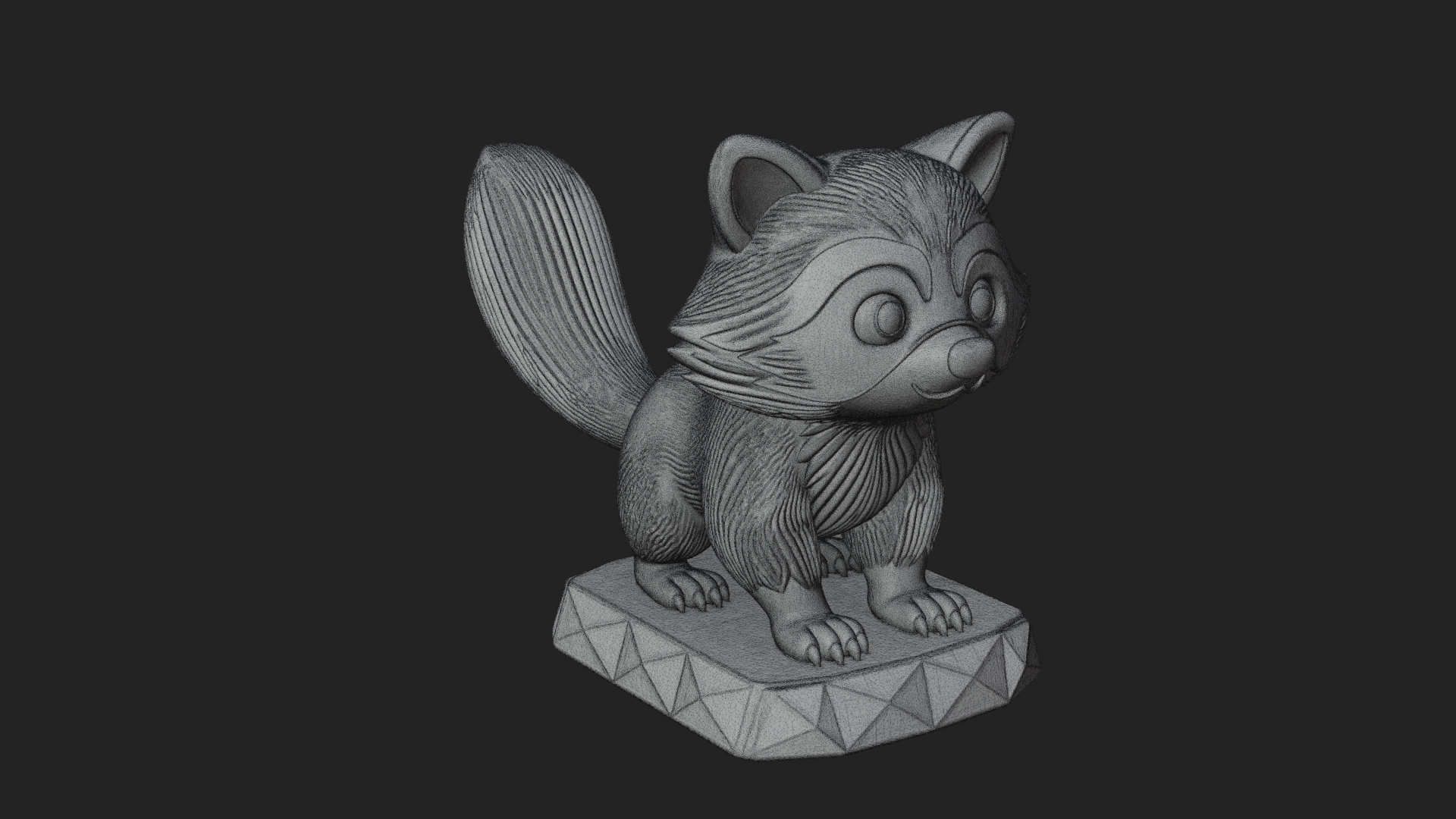 Cute Raccoon Statue Design 3 3D Print Model 3D Model