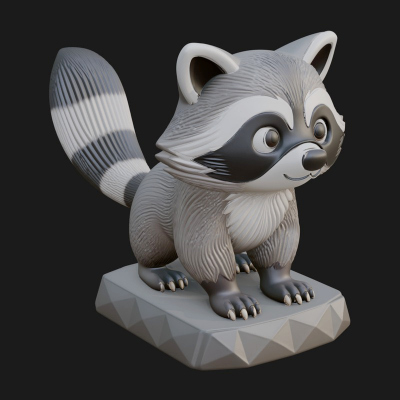 Cute Raccoon Statue Design 3 3D Print Model