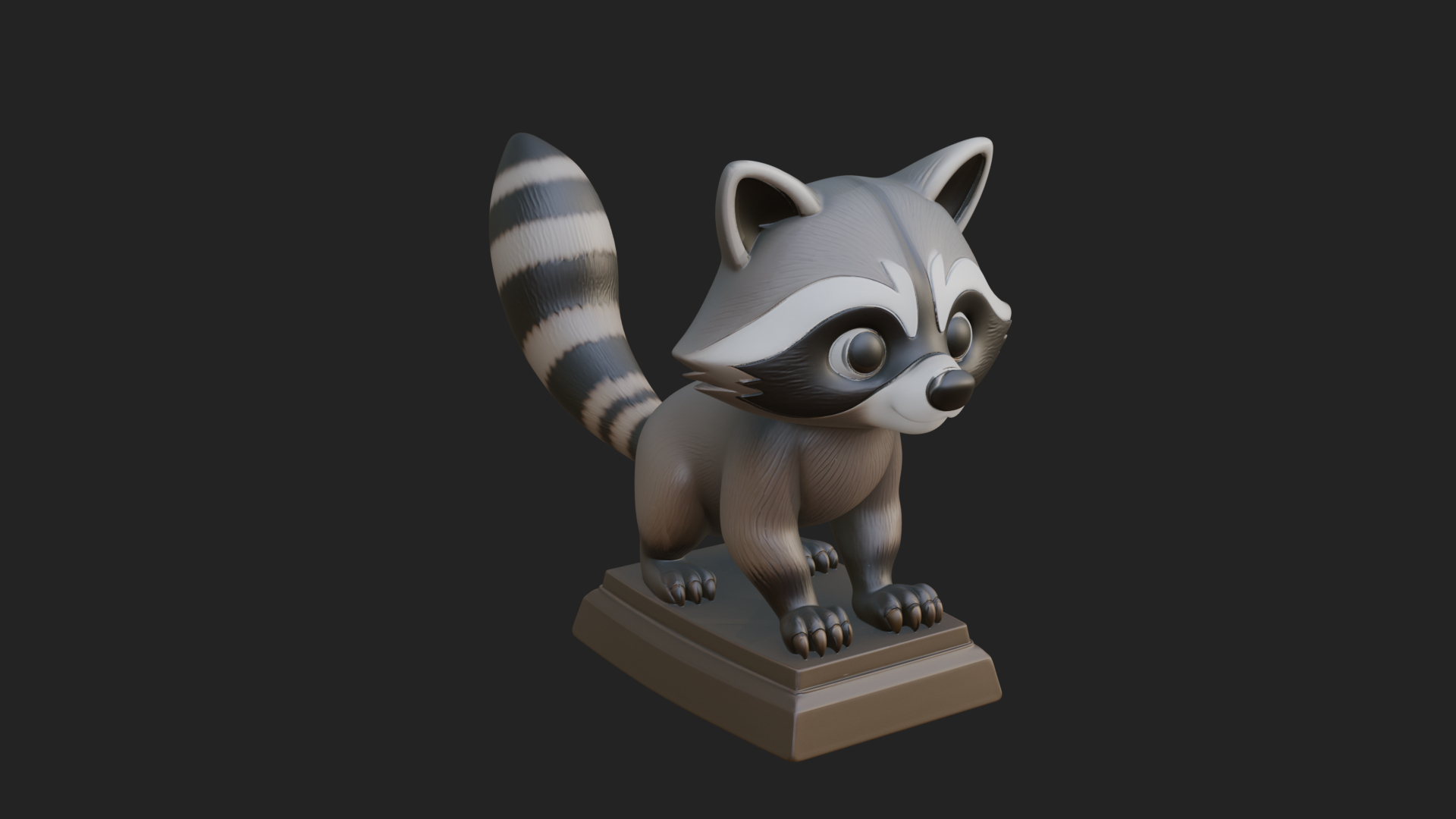 Cute Raccoon Statue Design 4 3D Print Model 3D Model