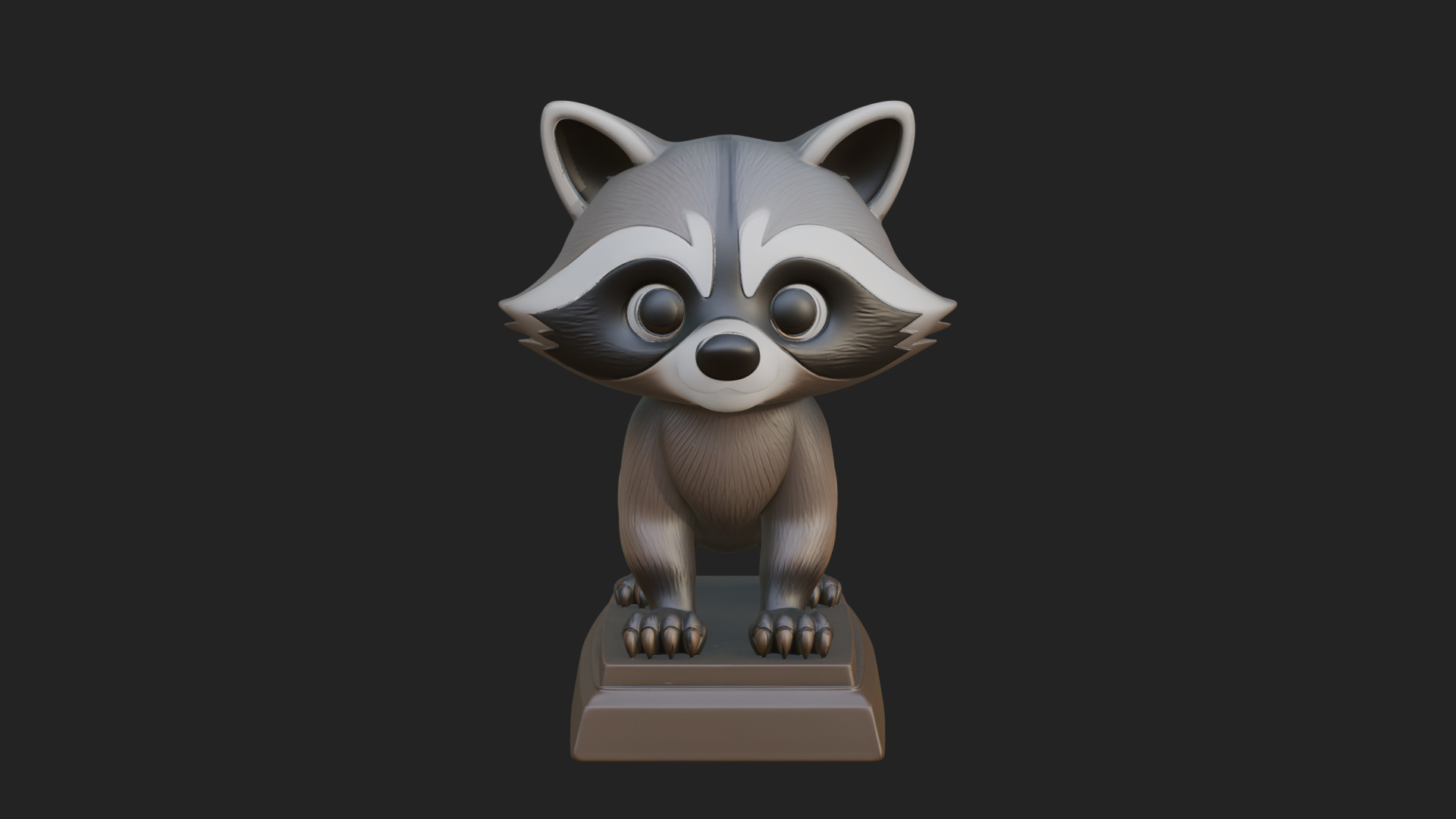 Cute Raccoon Statue Design 4 3D Print Model 3D Model