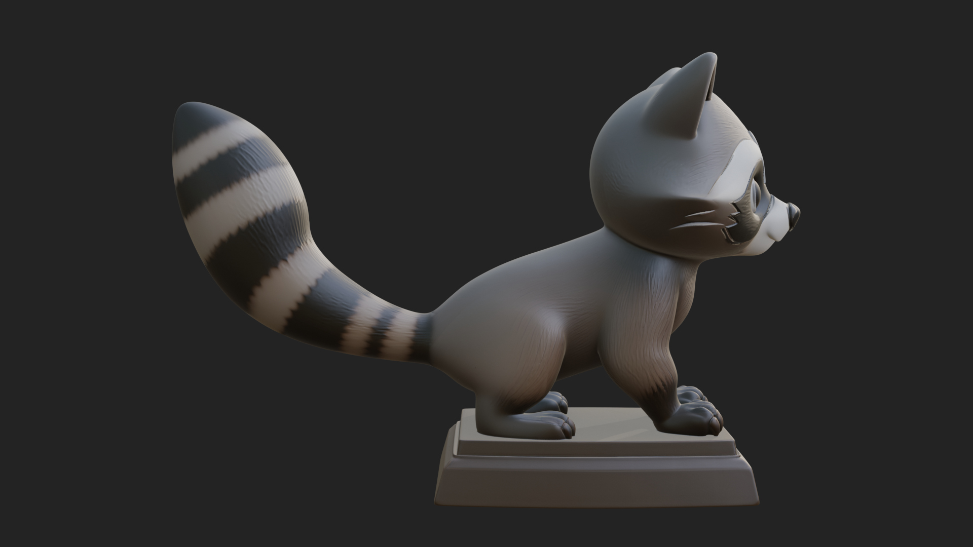 Cute Raccoon Statue Design 4 3D Print Model 3D Model