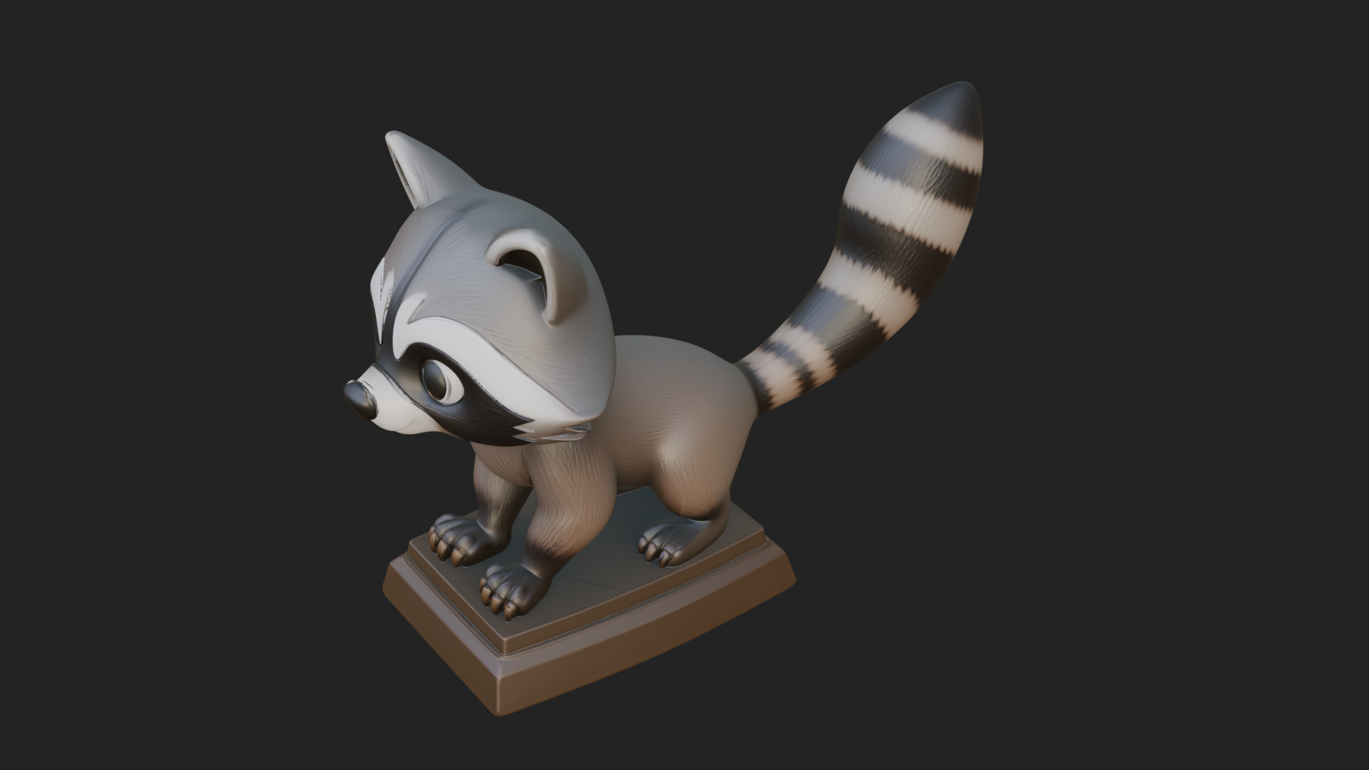 Cute Raccoon Statue Design 4 3D Print Model 3D Model