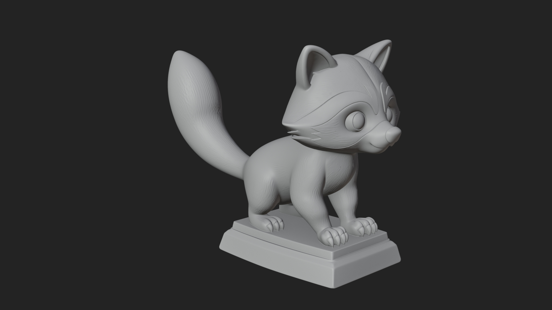 Cute Raccoon Statue Design 4 3D Print Model 3D Model