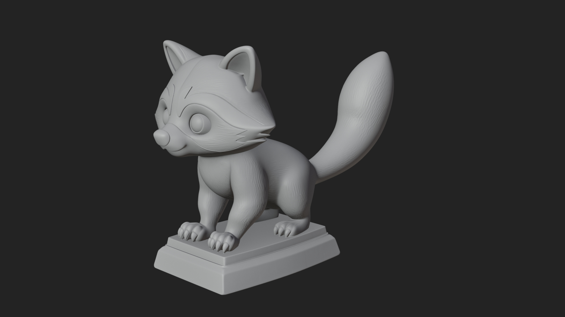 Cute Raccoon Statue Design 4 3D Print Model 3D Model