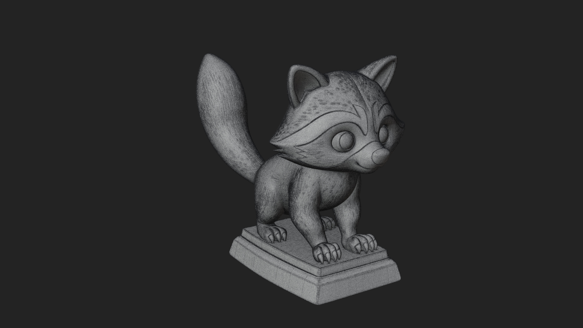 Cute Raccoon Statue Design 4 3D Print Model 3D Model