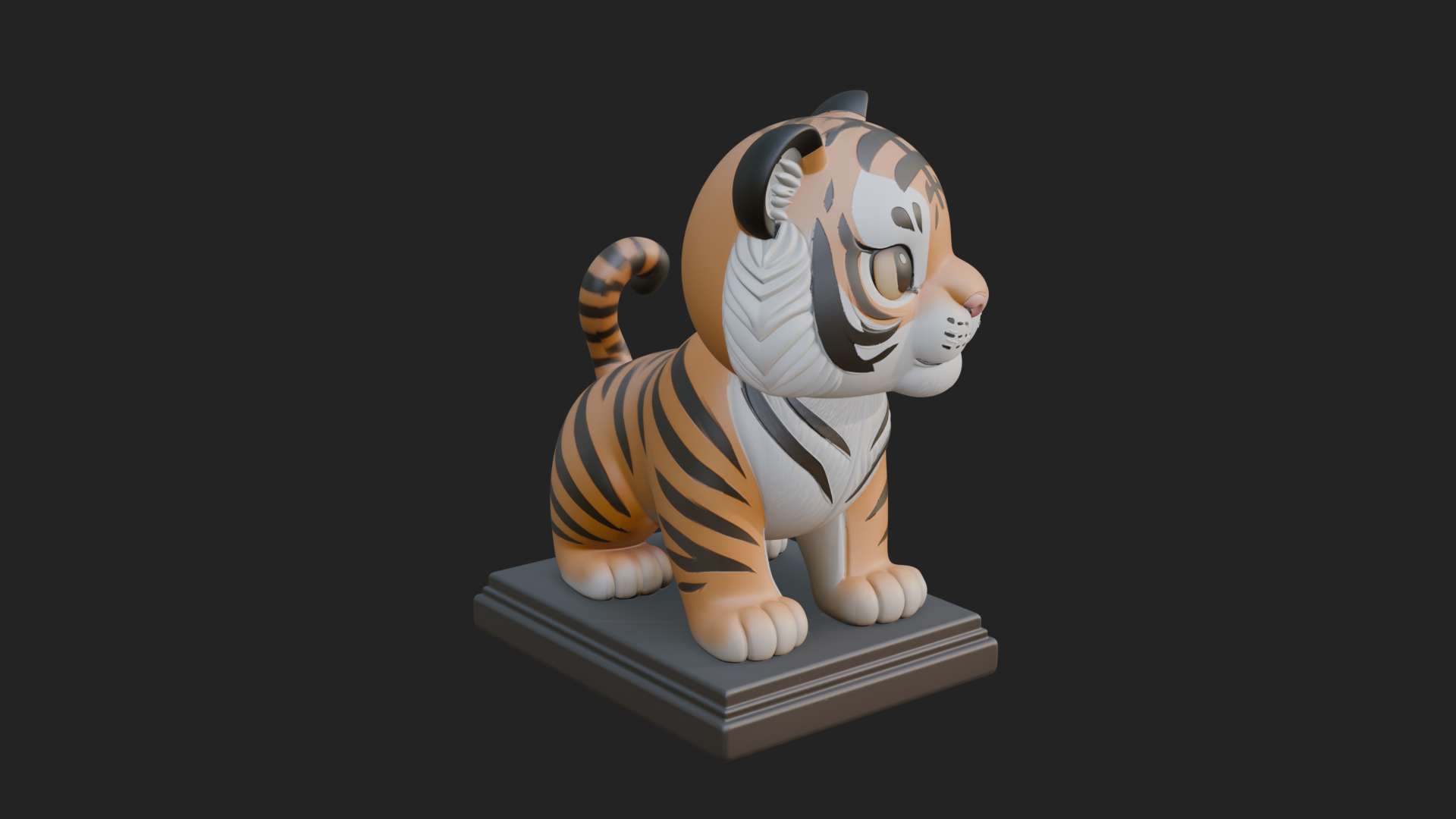 Cute Tiger Cub Statue Design 1 3D Print Model 3D Model