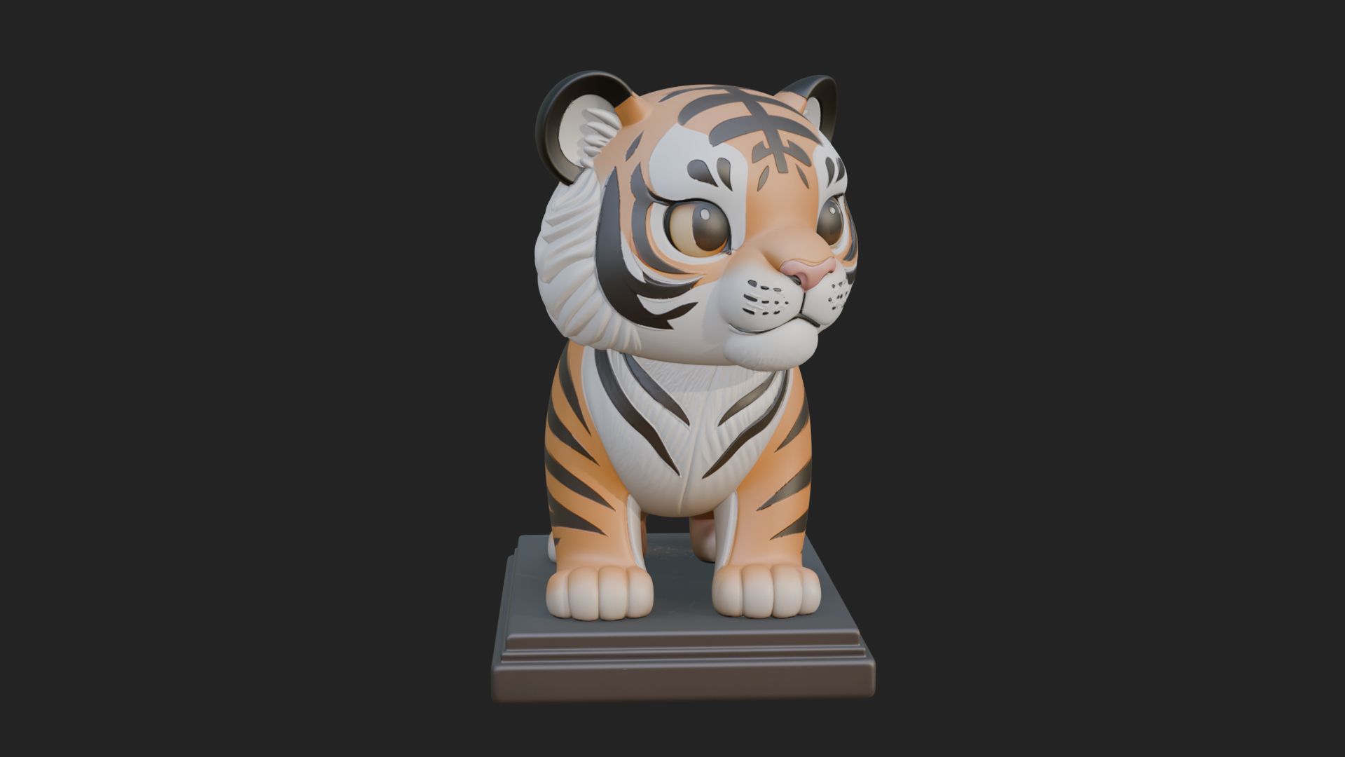Cute Tiger Cub Statue Design 1 3D Print Model 3D Model