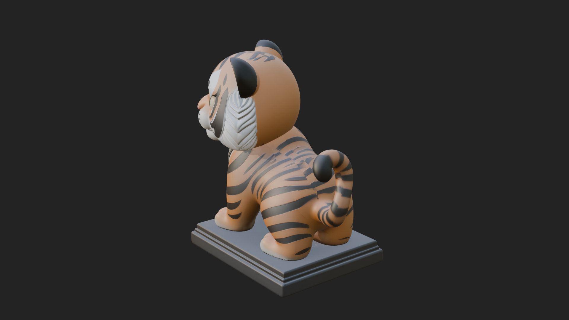 Cute Tiger Cub Statue Design 1 3D Print Model 3D Model
