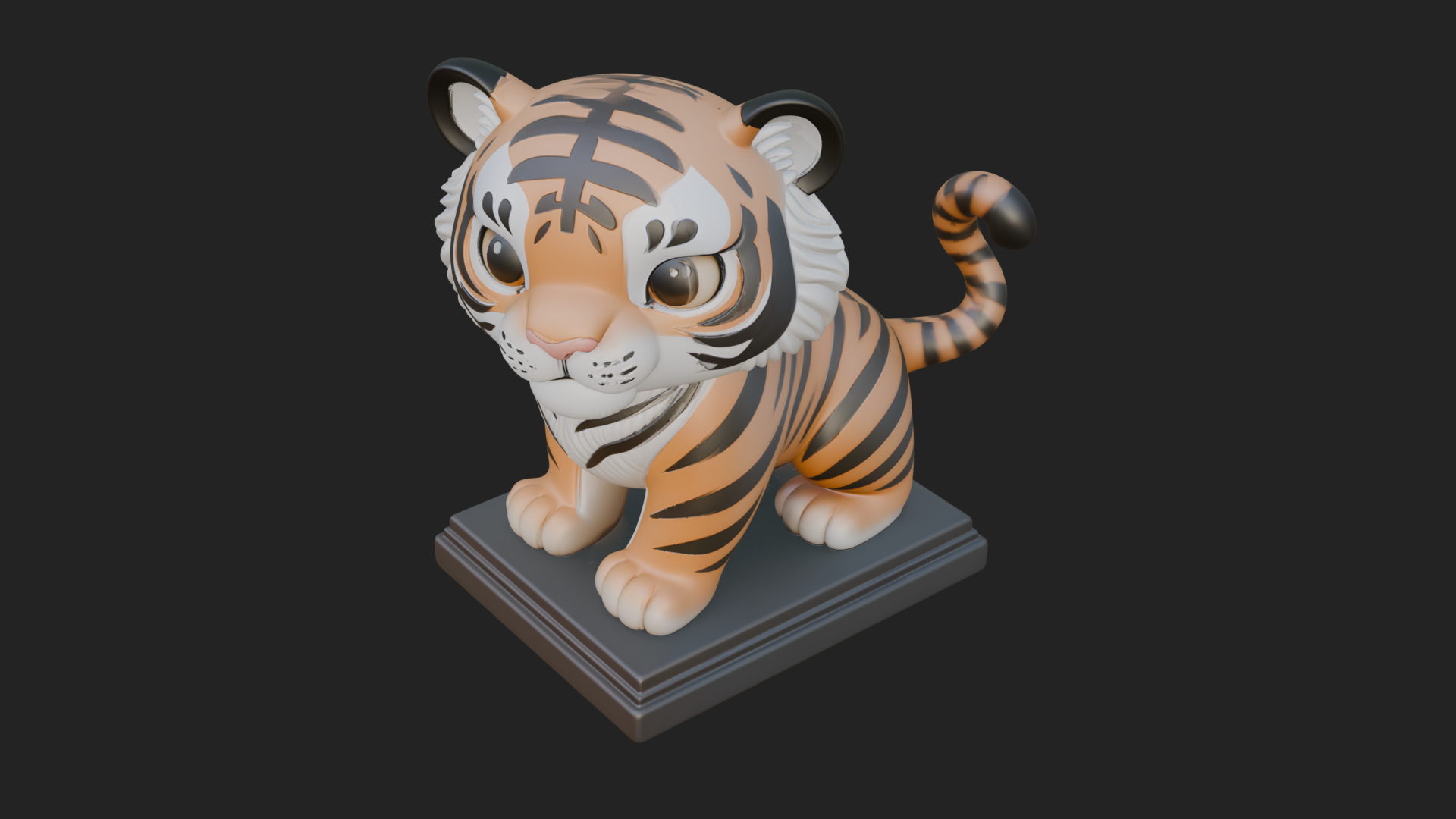 Cute Tiger Cub Statue Design 1 3D Print Model 3D Model