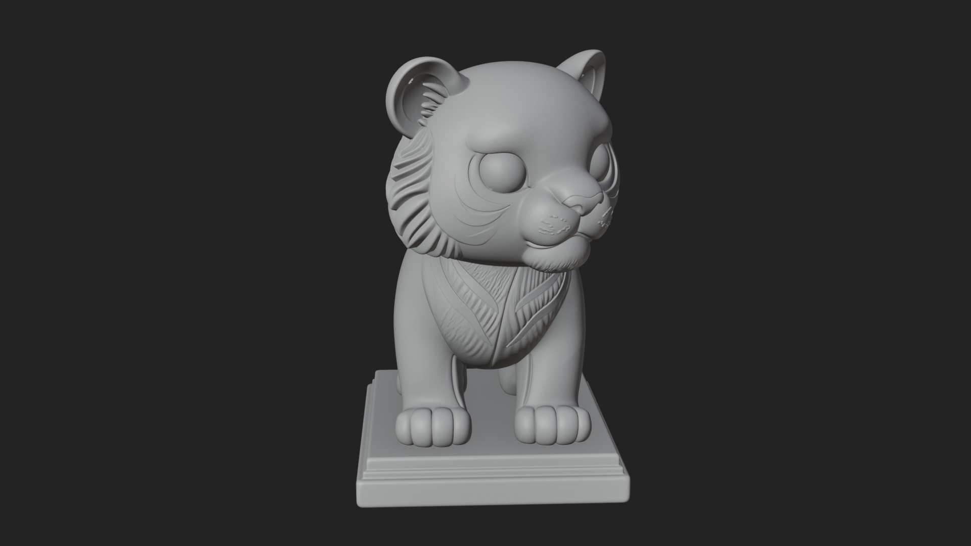 Cute Tiger Cub Statue Design 1 3D Print Model 3D Model