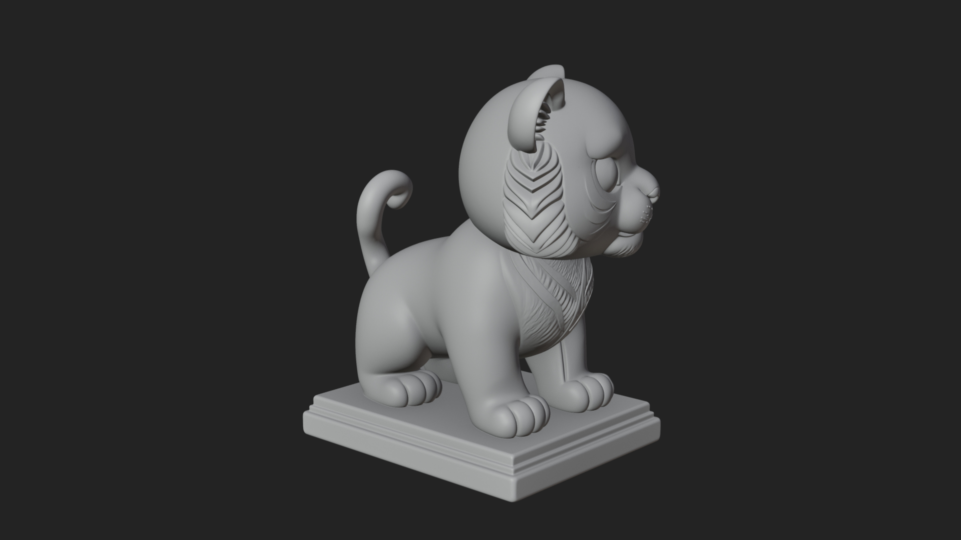 Cute Tiger Cub Statue Design 1 3D Print Model 3D Model
