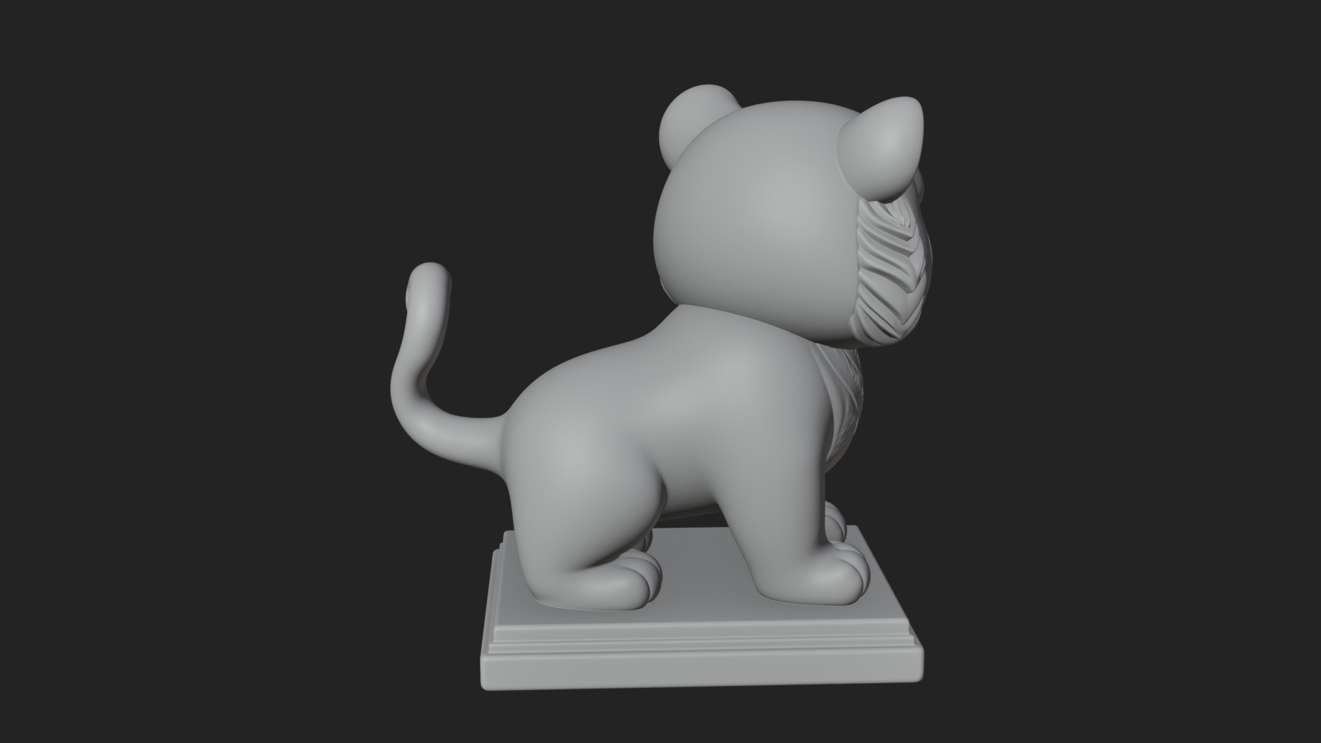 Cute Tiger Cub Statue Design 1 3D Print Model 3D Model