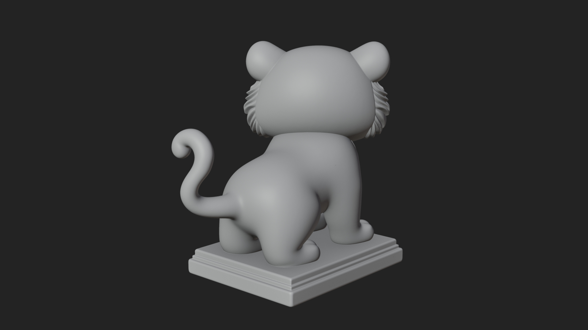 Cute Tiger Cub Statue Design 1 3D Print Model 3D Model