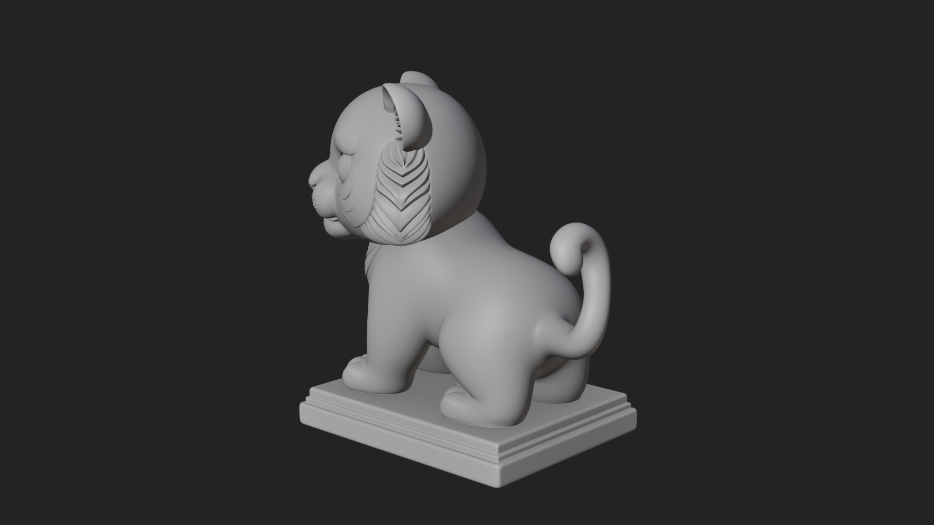 Cute Tiger Cub Statue Design 1 3D Print Model 3D Model