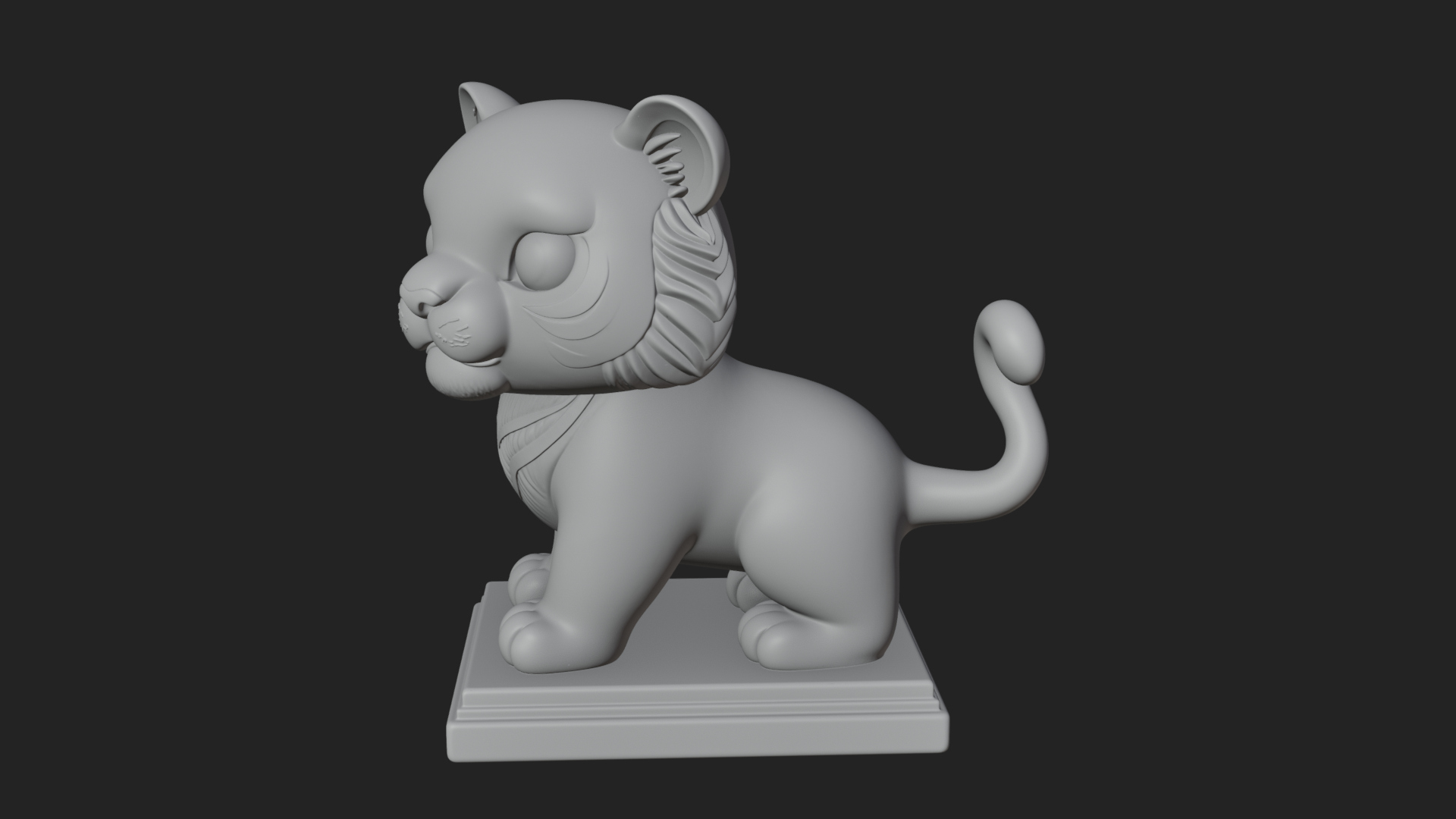 Cute Tiger Cub Statue Design 1 3D Print Model 3D Model