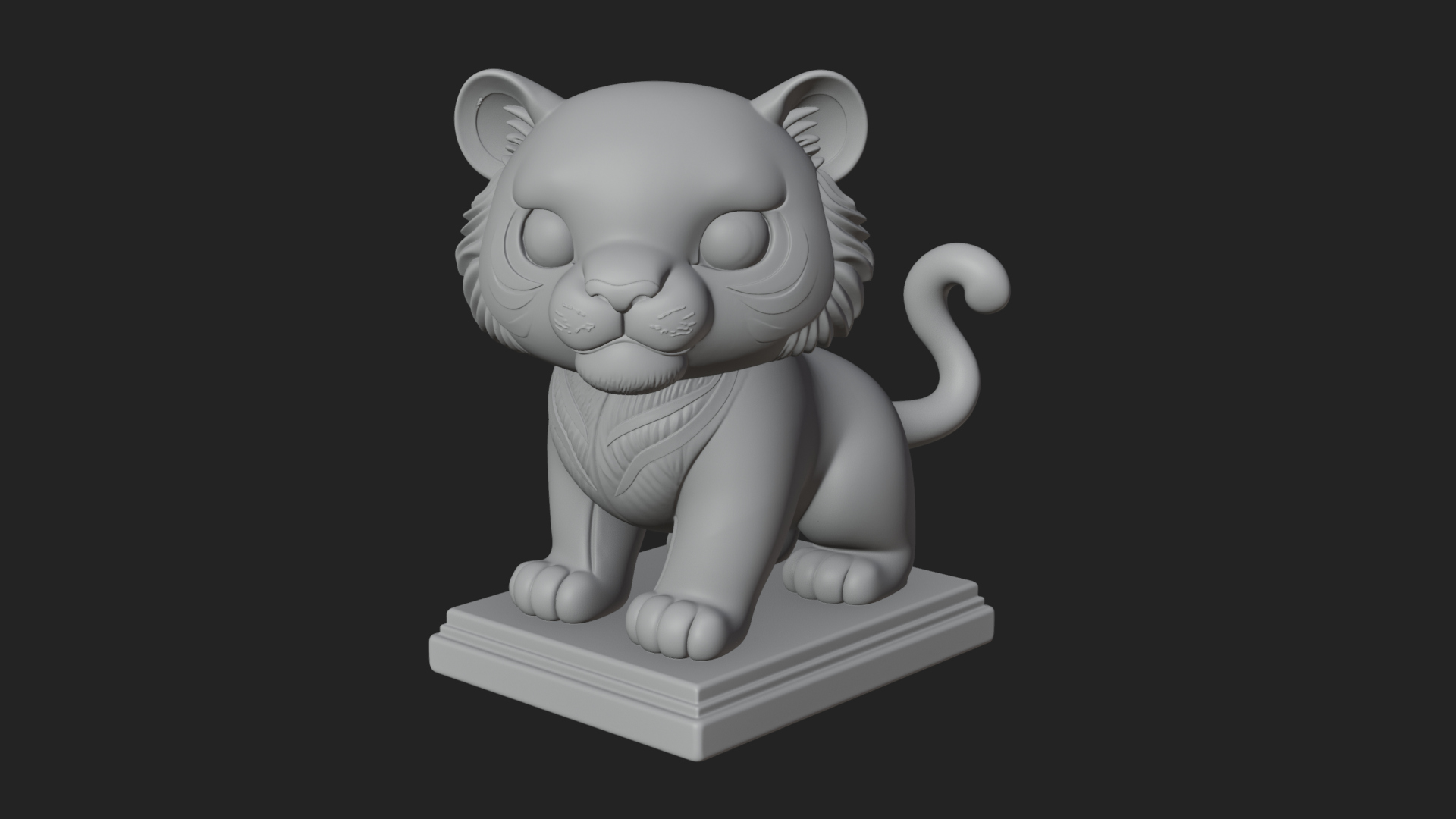 Cute Tiger Cub Statue Design 1 3D Print Model 3D Model