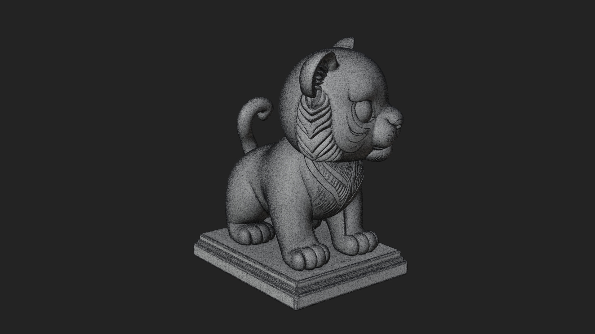 Cute Tiger Cub Statue Design 1 3D Print Model 3D Model