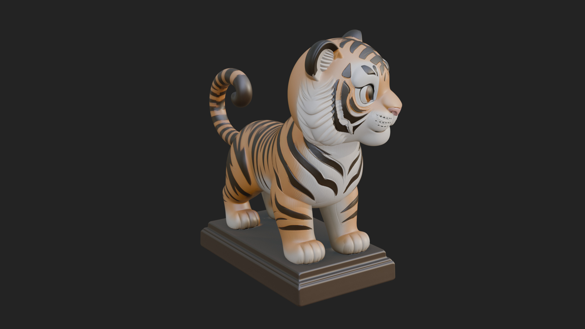 Cute Tiger Cub Statue Design 2 3D Print Model 3D Model