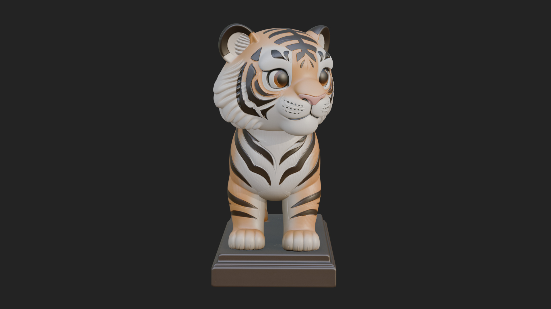 Cute Tiger Cub Statue Design 2 3D Print Model 3D Model