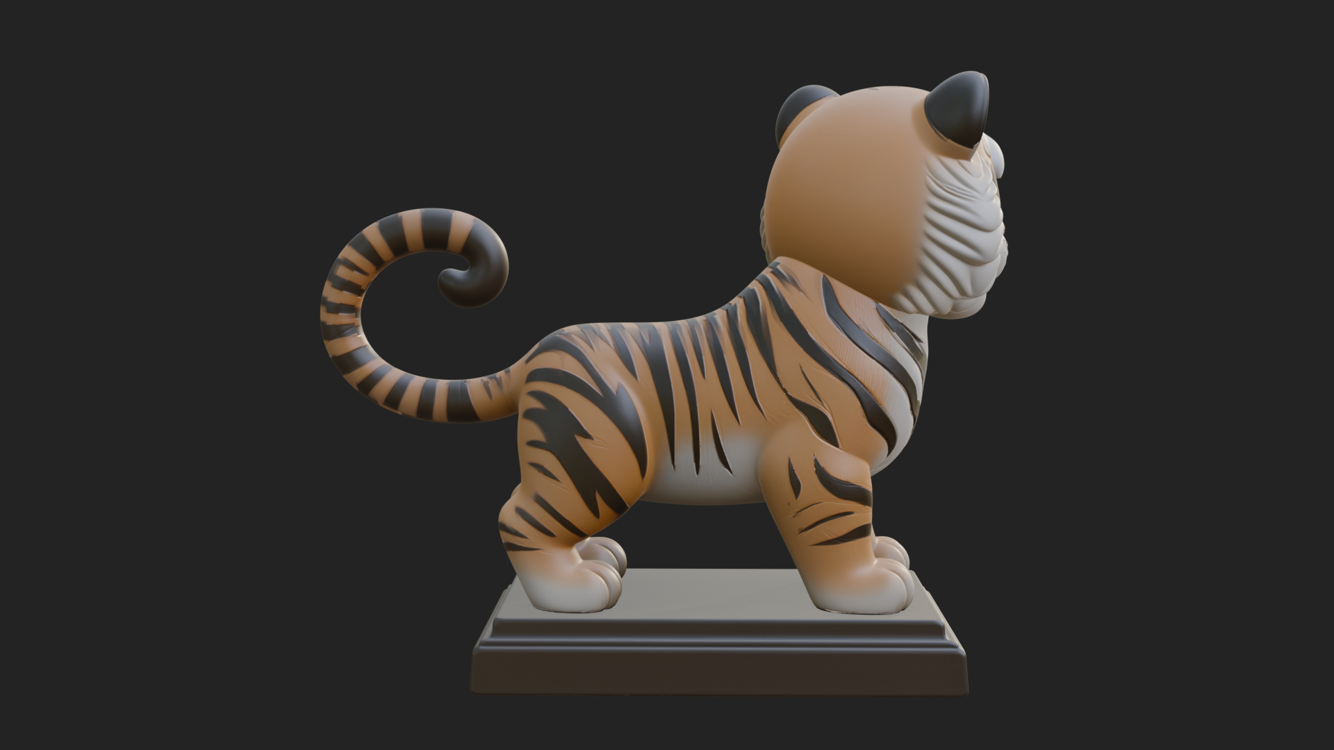Cute Tiger Cub Statue Design 2 3D Print Model 3D Model