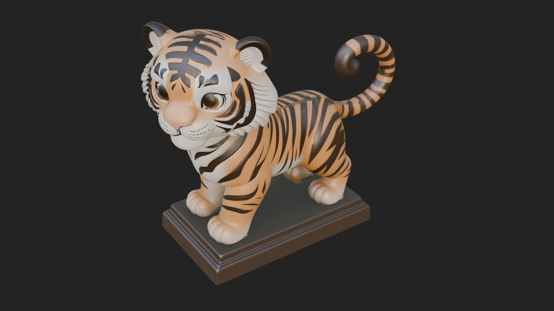Cute Tiger Cub Statue Design 2 3D Print Model 3D Model
