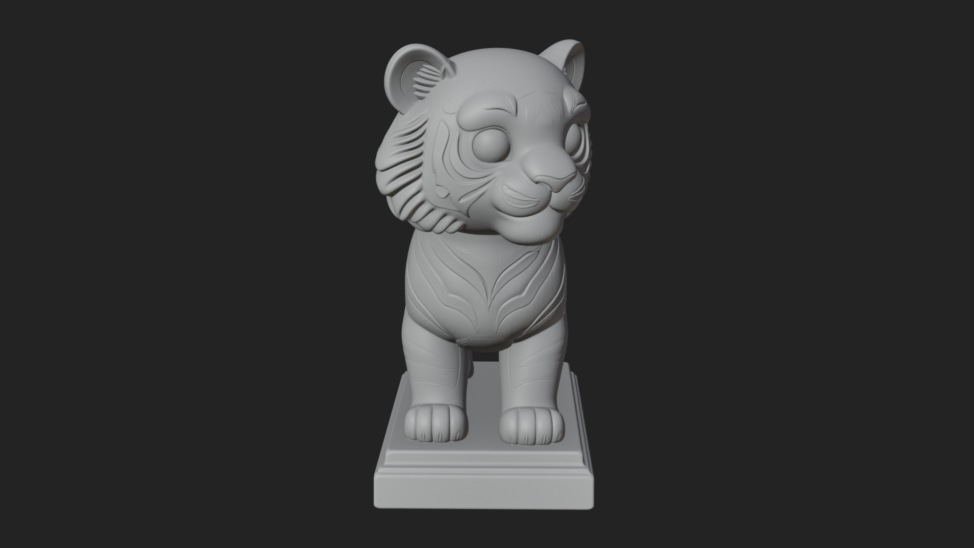 Cute Tiger Cub Statue Design 2 3D Print Model 3D Model