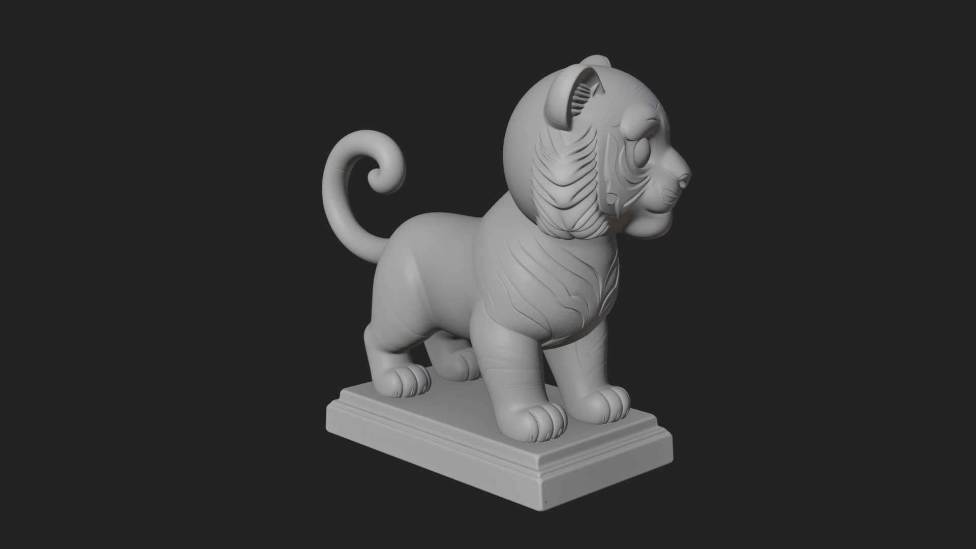 Cute Tiger Cub Statue Design 2 3D Print Model 3D Model