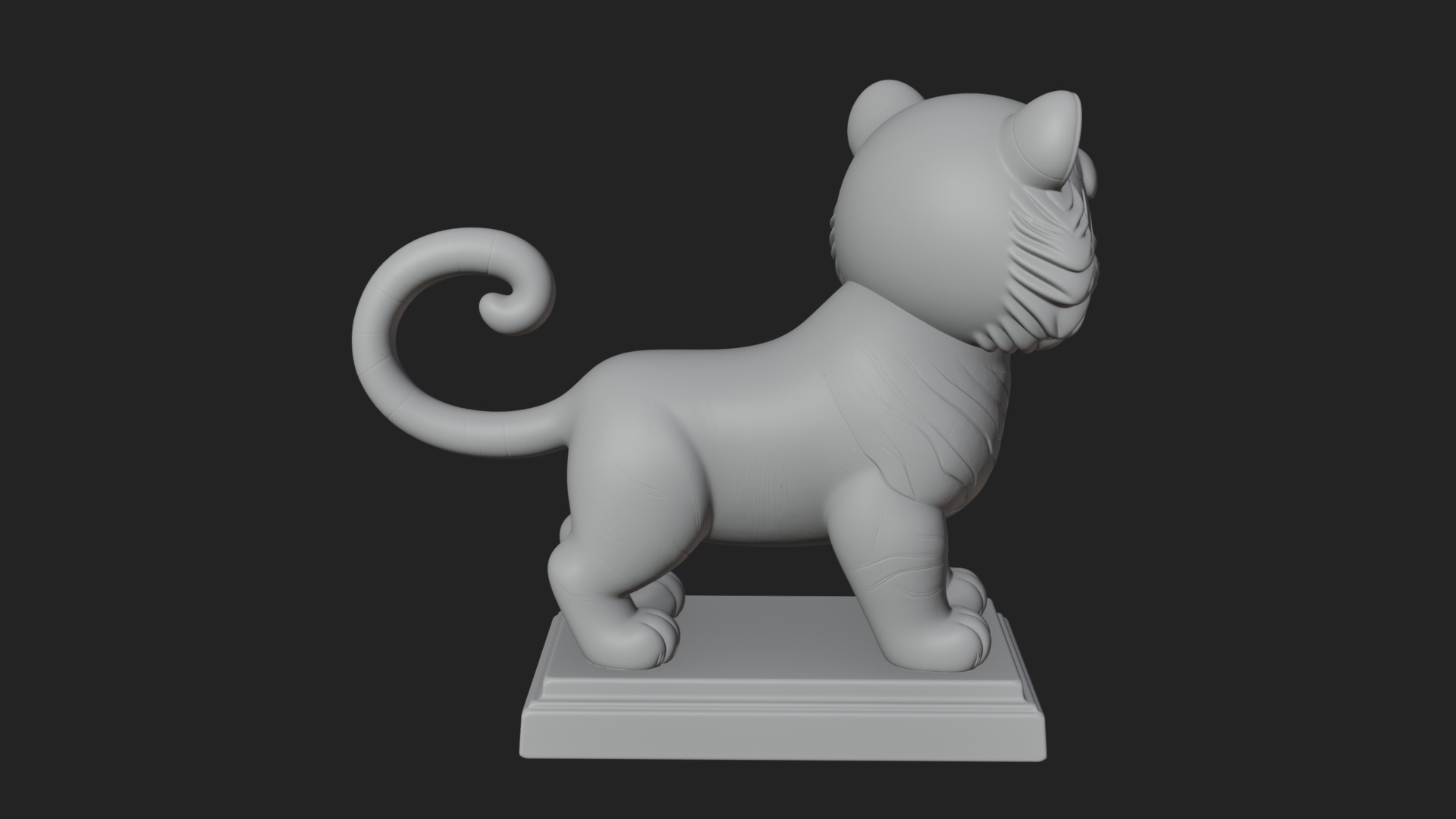 Cute Tiger Cub Statue Design 2 3D Print Model 3D Model