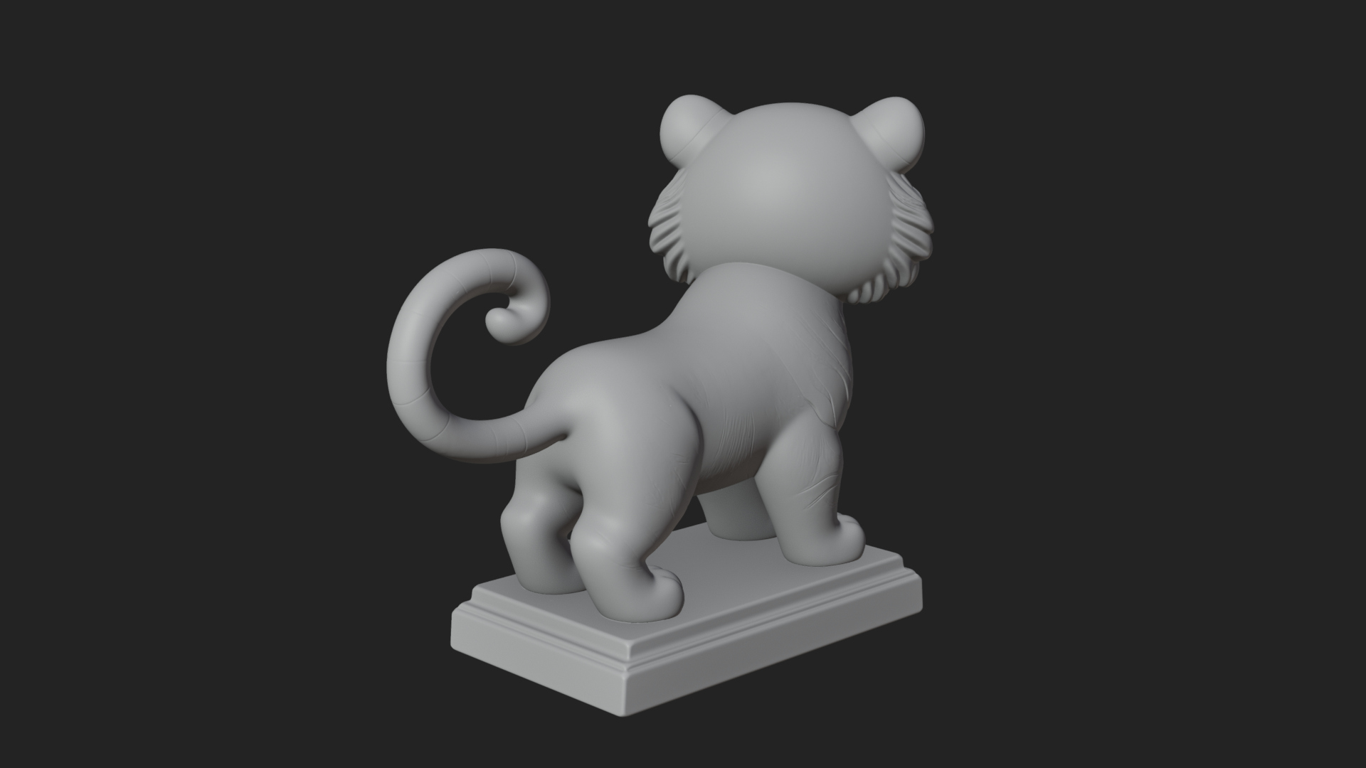 Cute Tiger Cub Statue Design 2 3D Print Model 3D Model