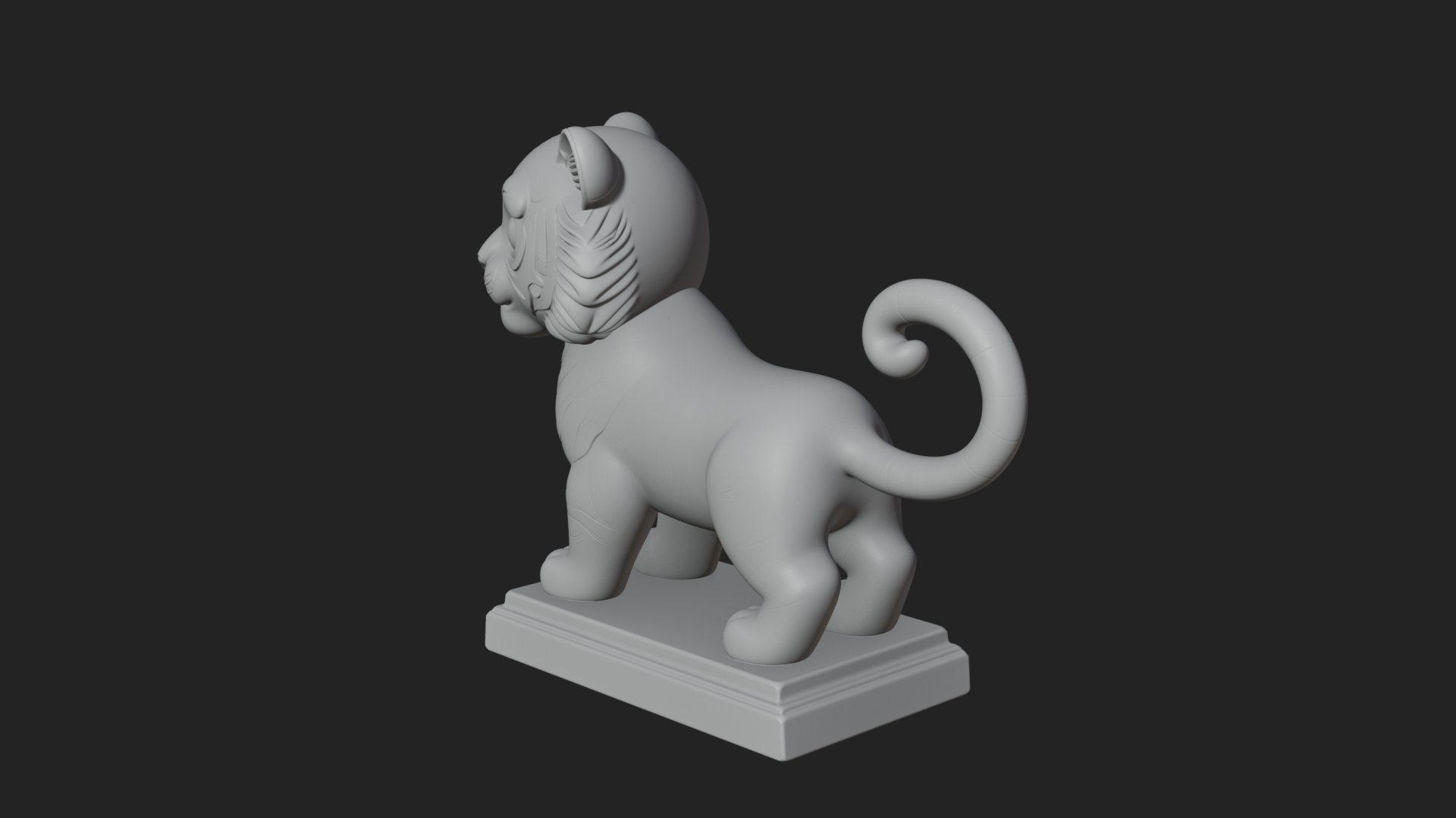 Cute Tiger Cub Statue Design 2 3D Print Model 3D Model