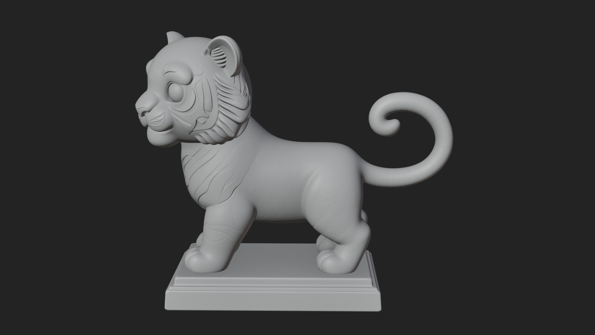 Cute Tiger Cub Statue Design 2 3D Print Model 3D Model