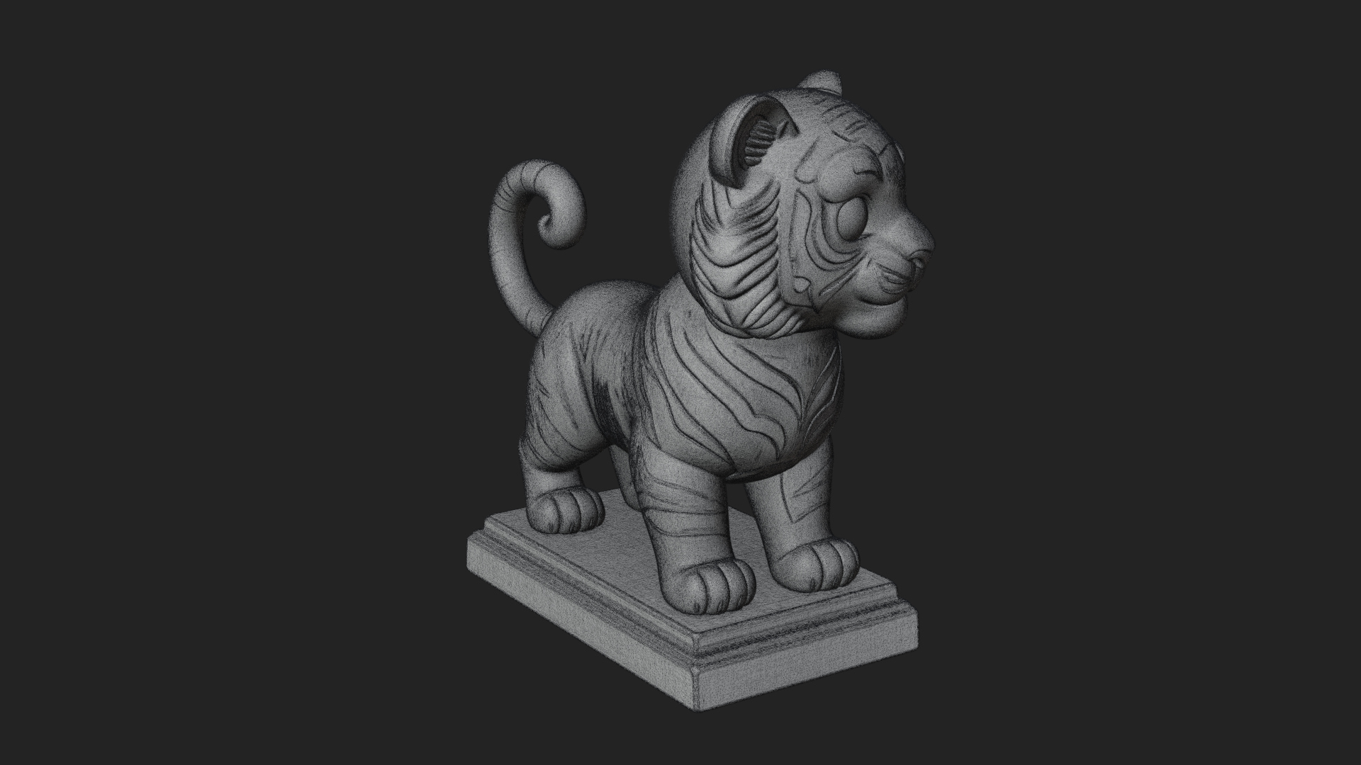 Cute Tiger Cub Statue Design 2 3D Print Model 3D Model