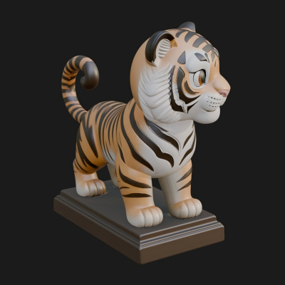 Cute Tiger Cub Statue Design 2 3D Print Model