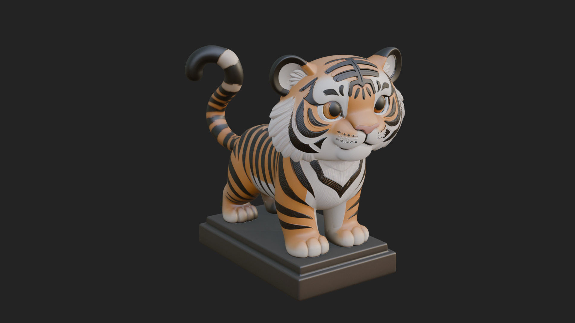 Cute Tiger Cub Statue Design 3 3D Print Model 3D Model