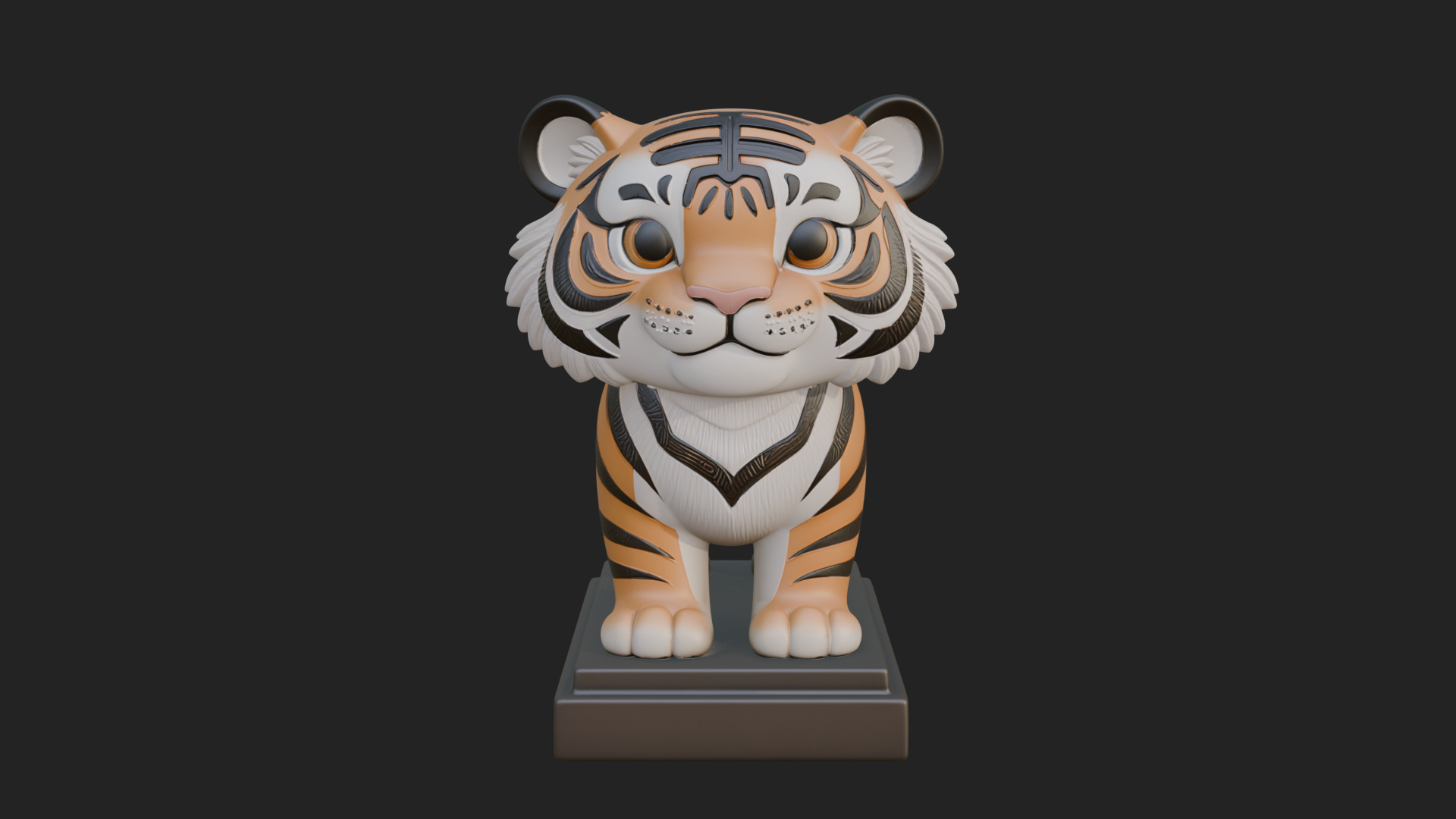 Cute Tiger Cub Statue Design 3 3D Print Model 3D Model