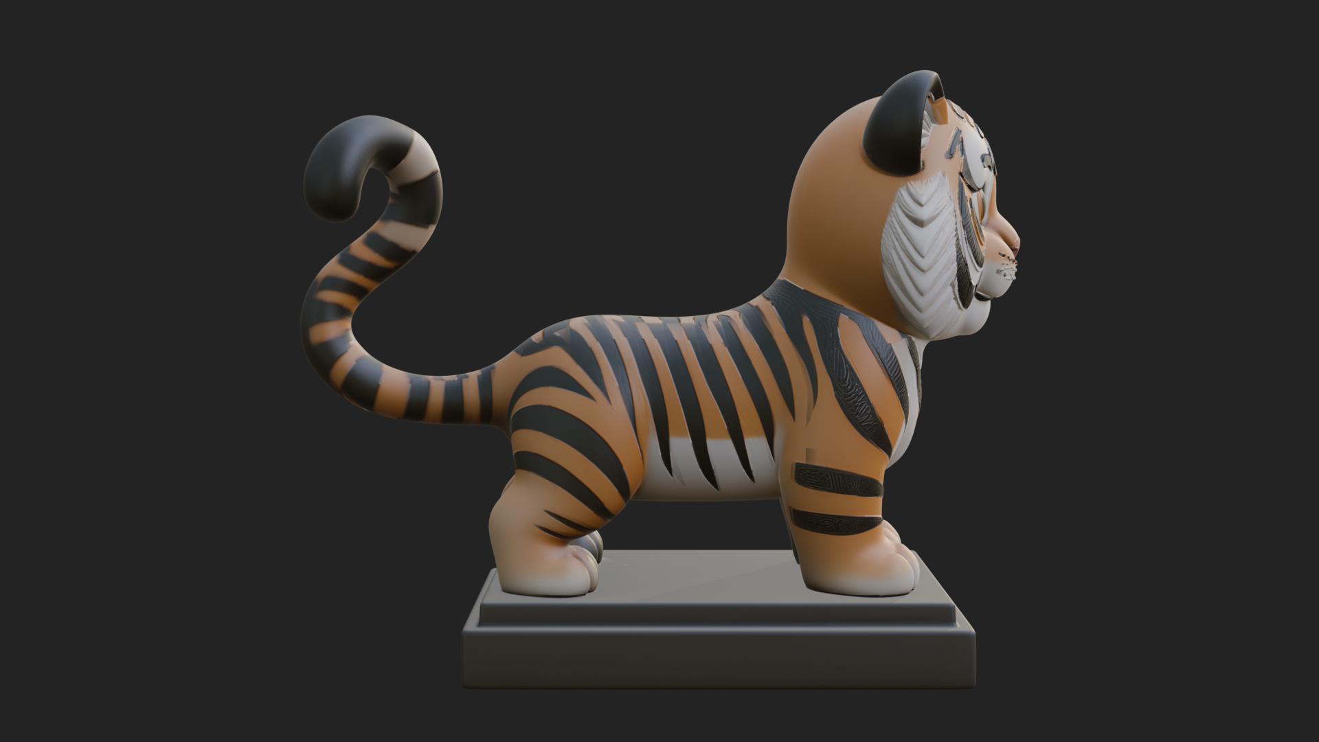 Cute Tiger Cub Statue Design 3 3D Print Model 3D Model