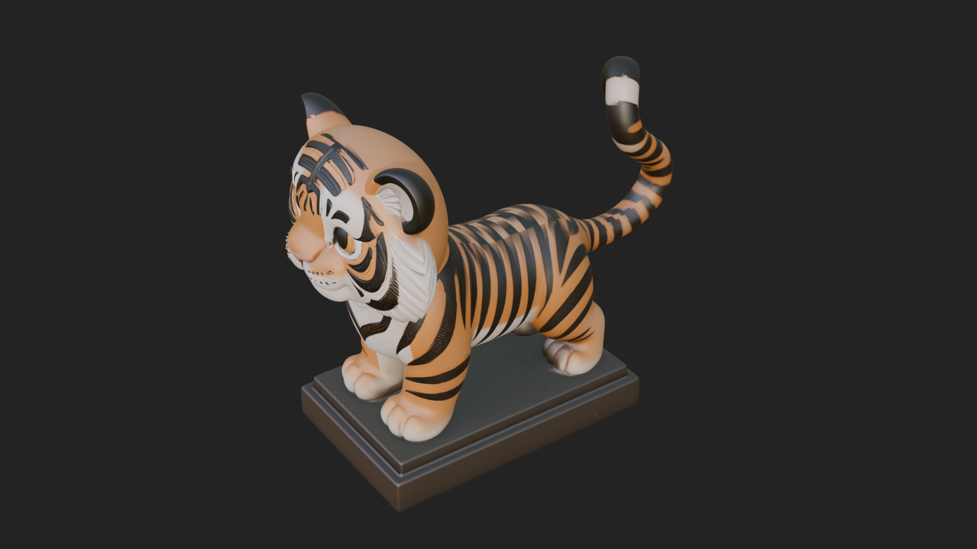 Cute Tiger Cub Statue Design 3 3D Print Model 3D Model