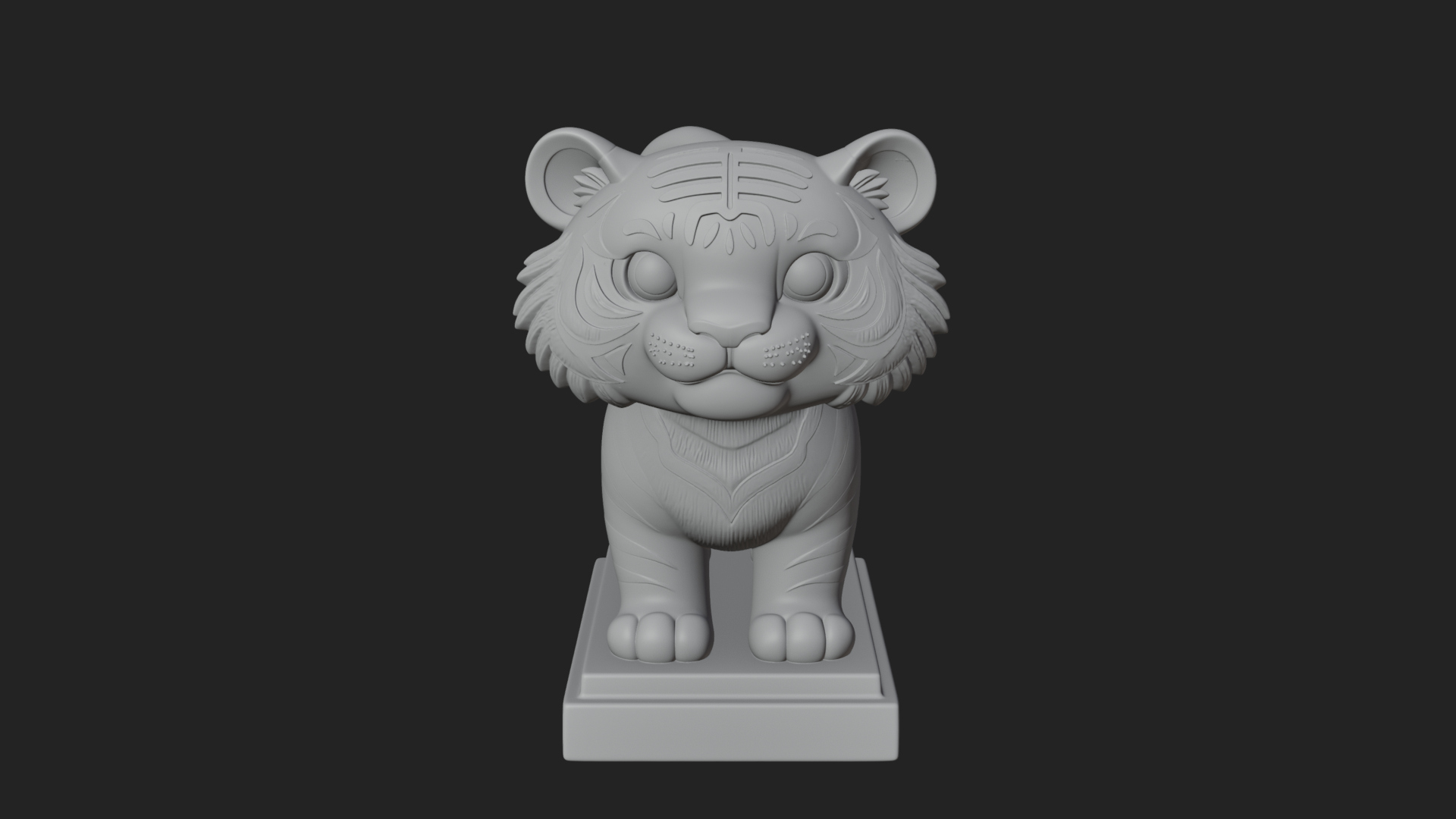 Cute Tiger Cub Statue Design 3 3D Print Model 3D Model