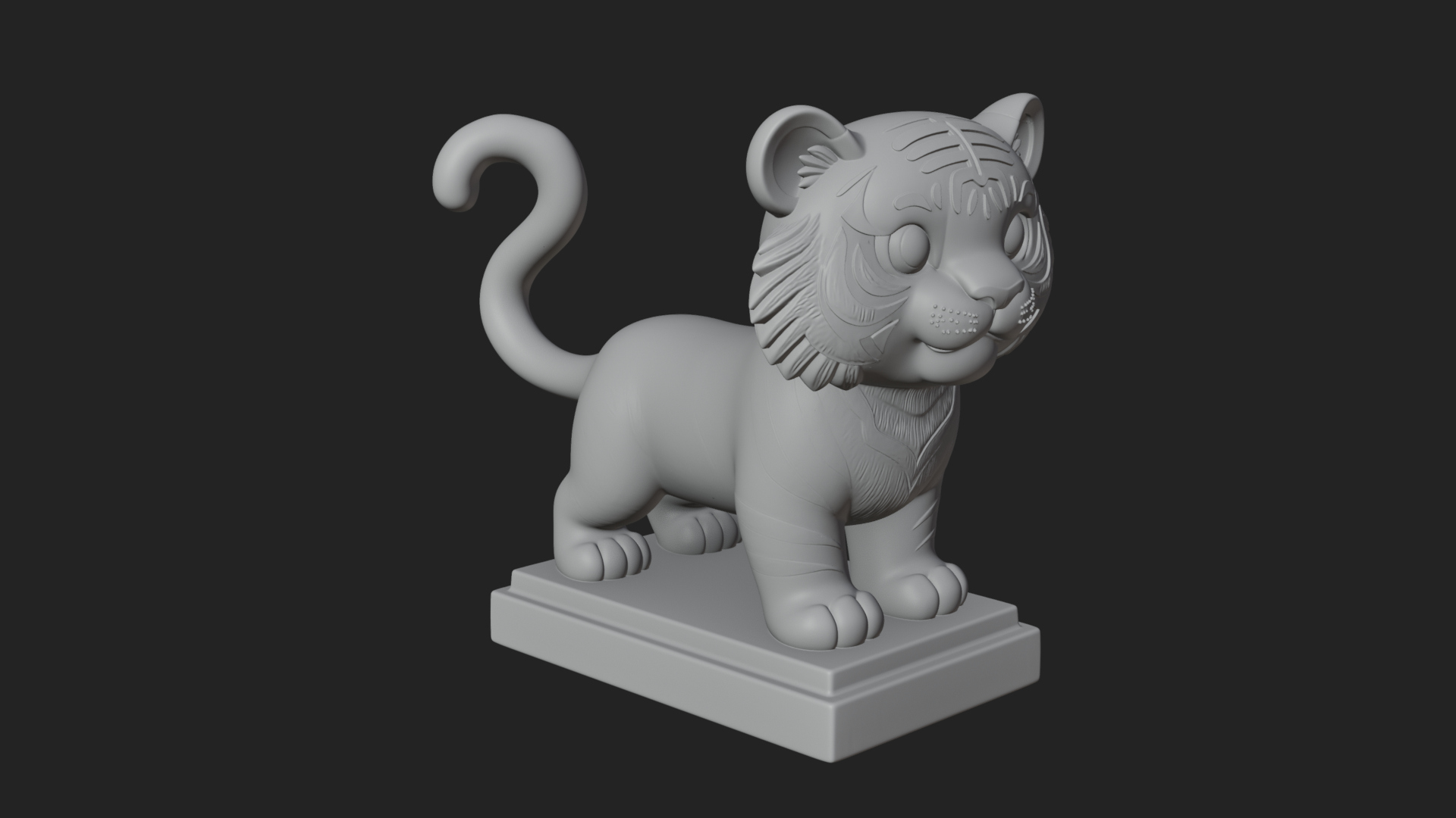 Cute Tiger Cub Statue Design 3 3D Print Model 3D Model
