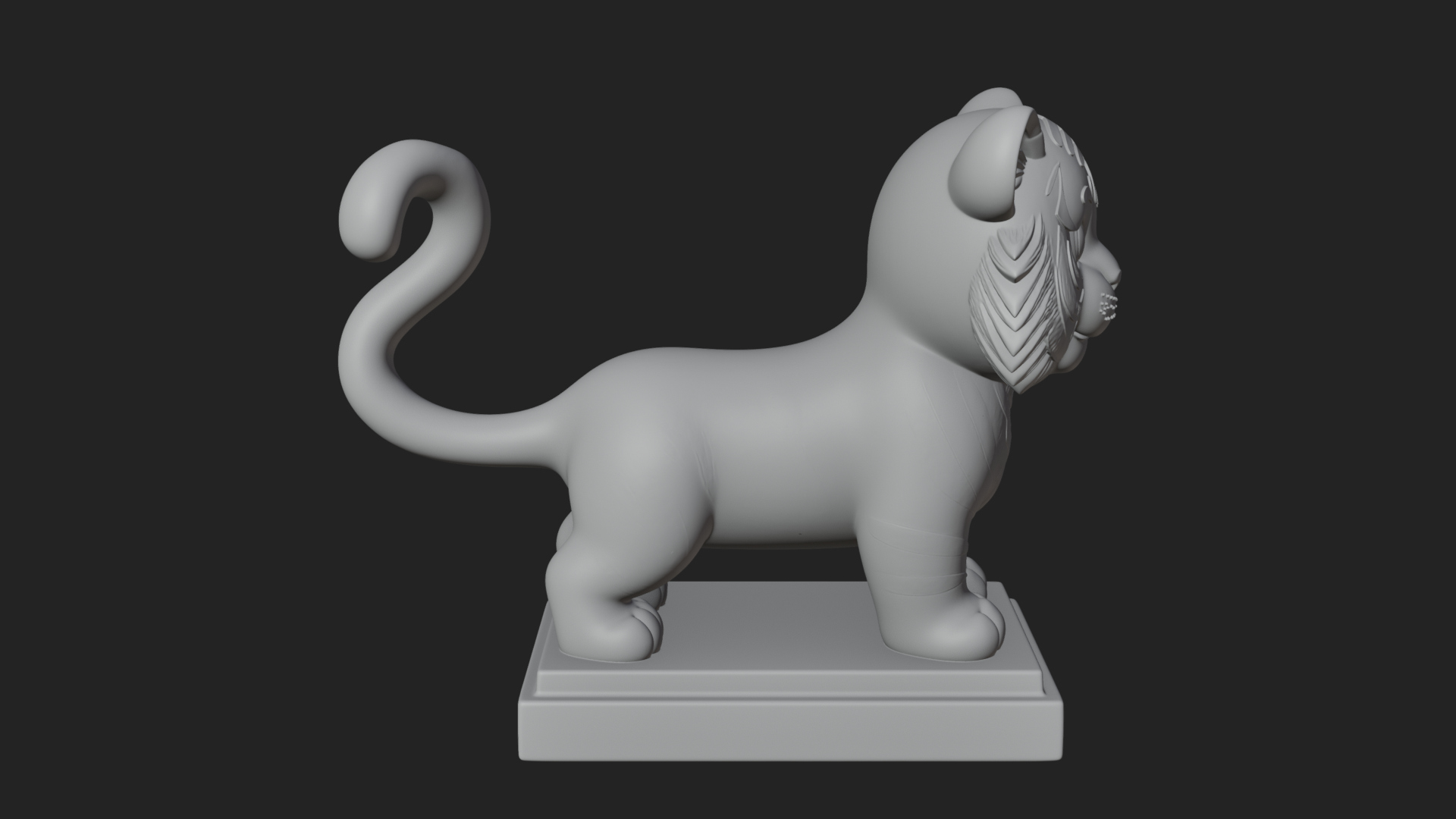 Cute Tiger Cub Statue Design 3 3D Print Model 3D Model