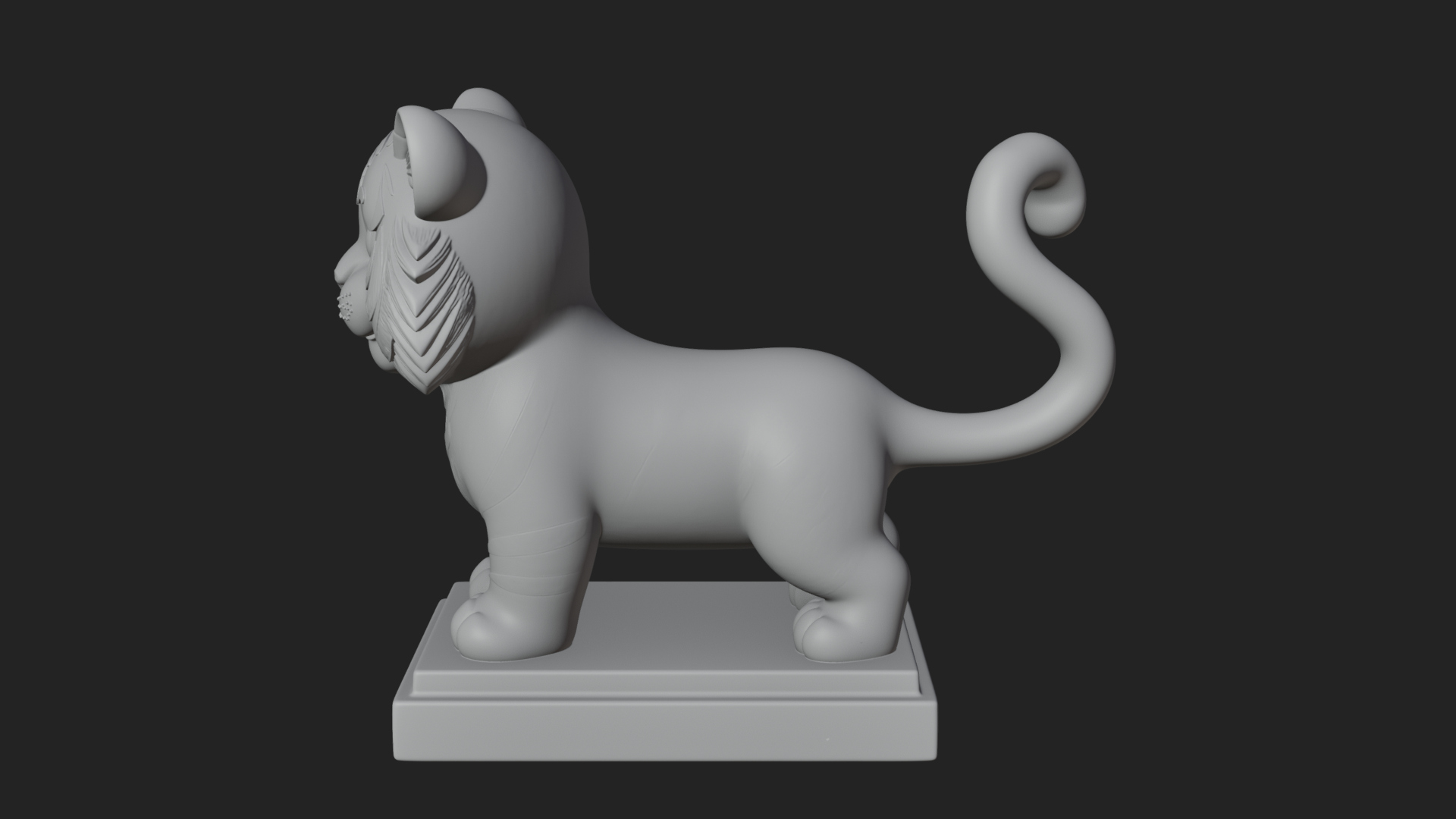 Cute Tiger Cub Statue Design 3 3D Print Model 3D Model