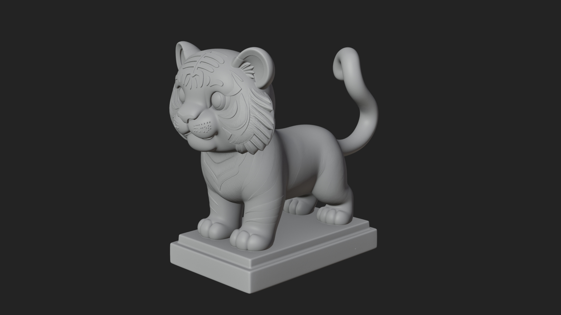 Cute Tiger Cub Statue Design 3 3D Print Model 3D Model