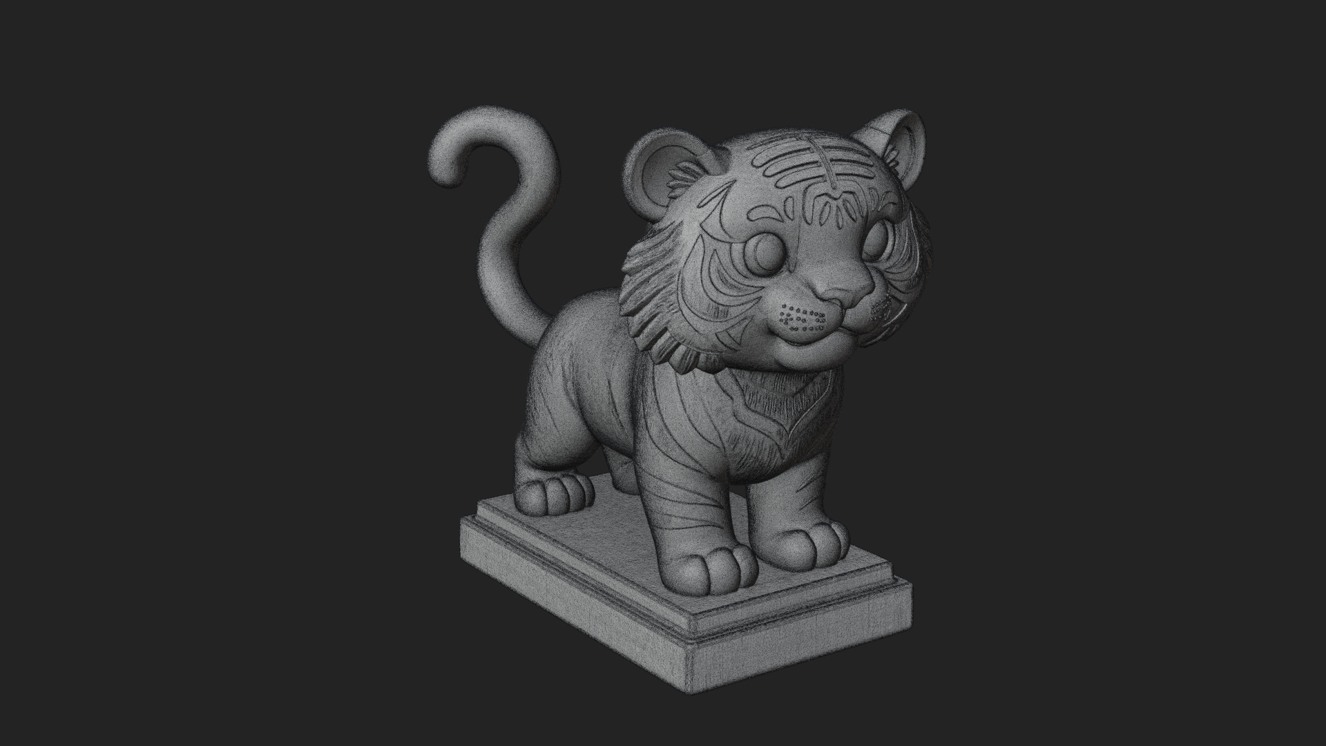 Cute Tiger Cub Statue Design 3 3D Print Model 3D Model