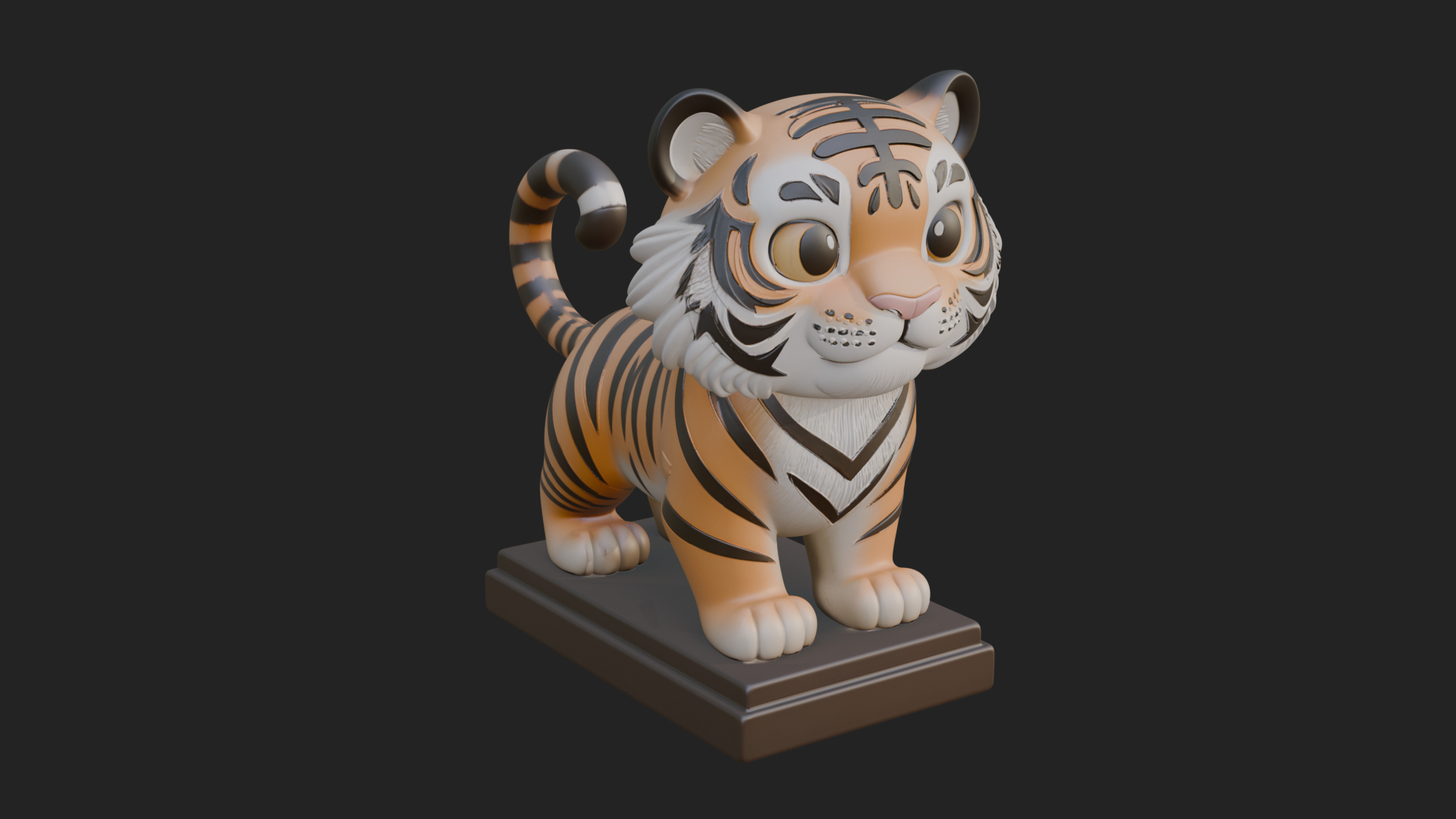 Cute Tiger Cub Statue Design 4 3D Print Model 3D Model