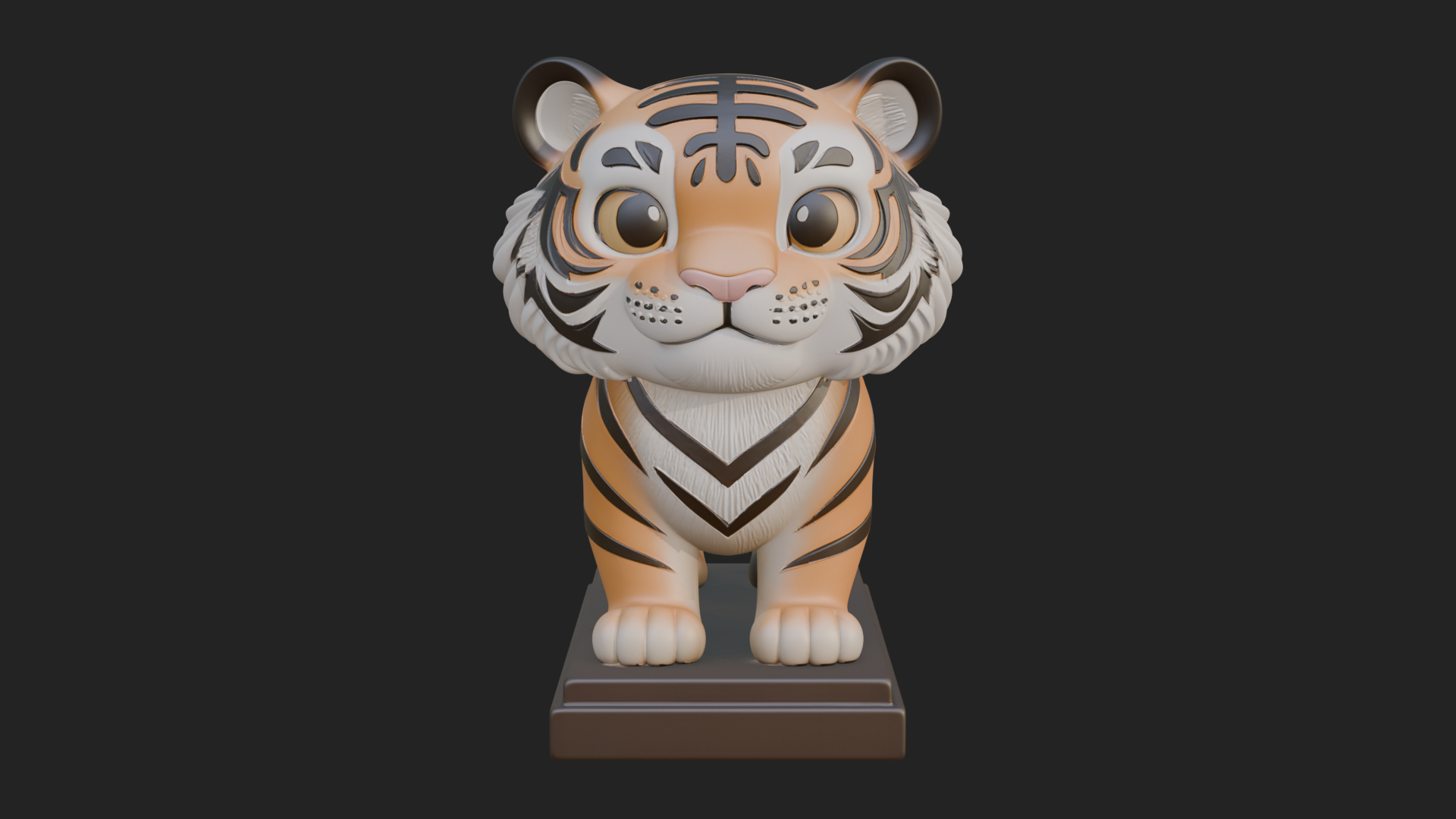 Cute Tiger Cub Statue Design 4 3D Print Model 3D Model