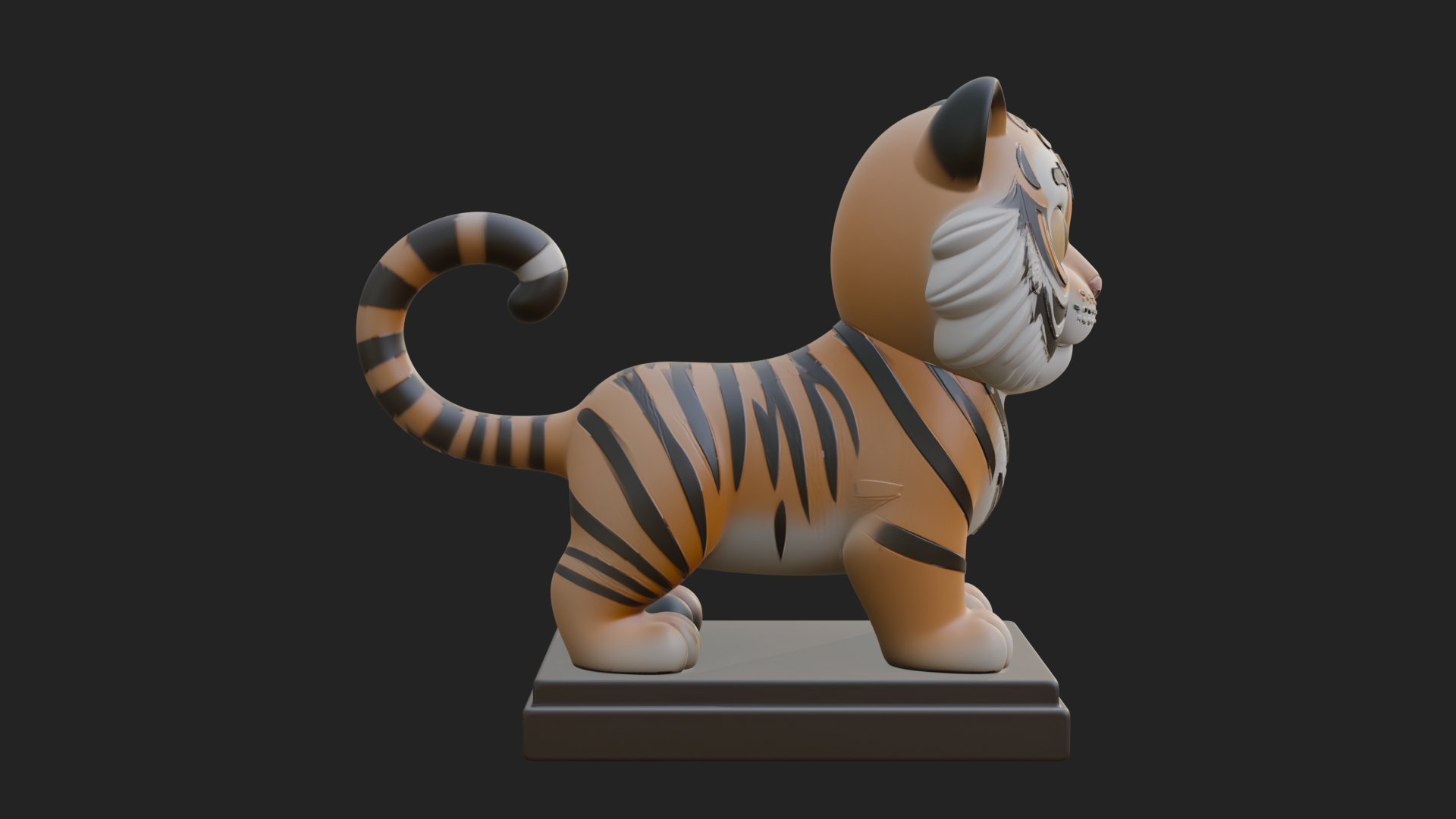Cute Tiger Cub Statue Design 4 3D Print Model 3D Model
