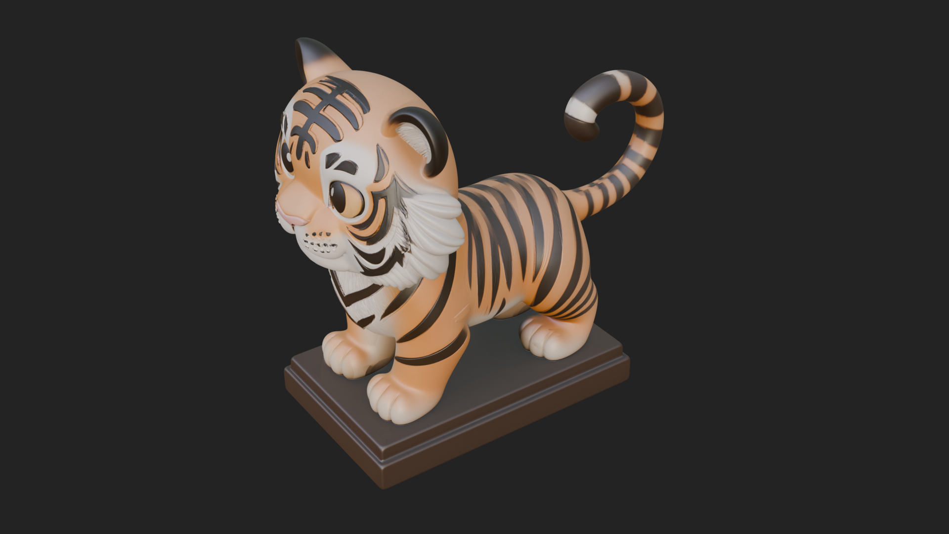 Cute Tiger Cub Statue Design 4 3D Print Model 3D Model