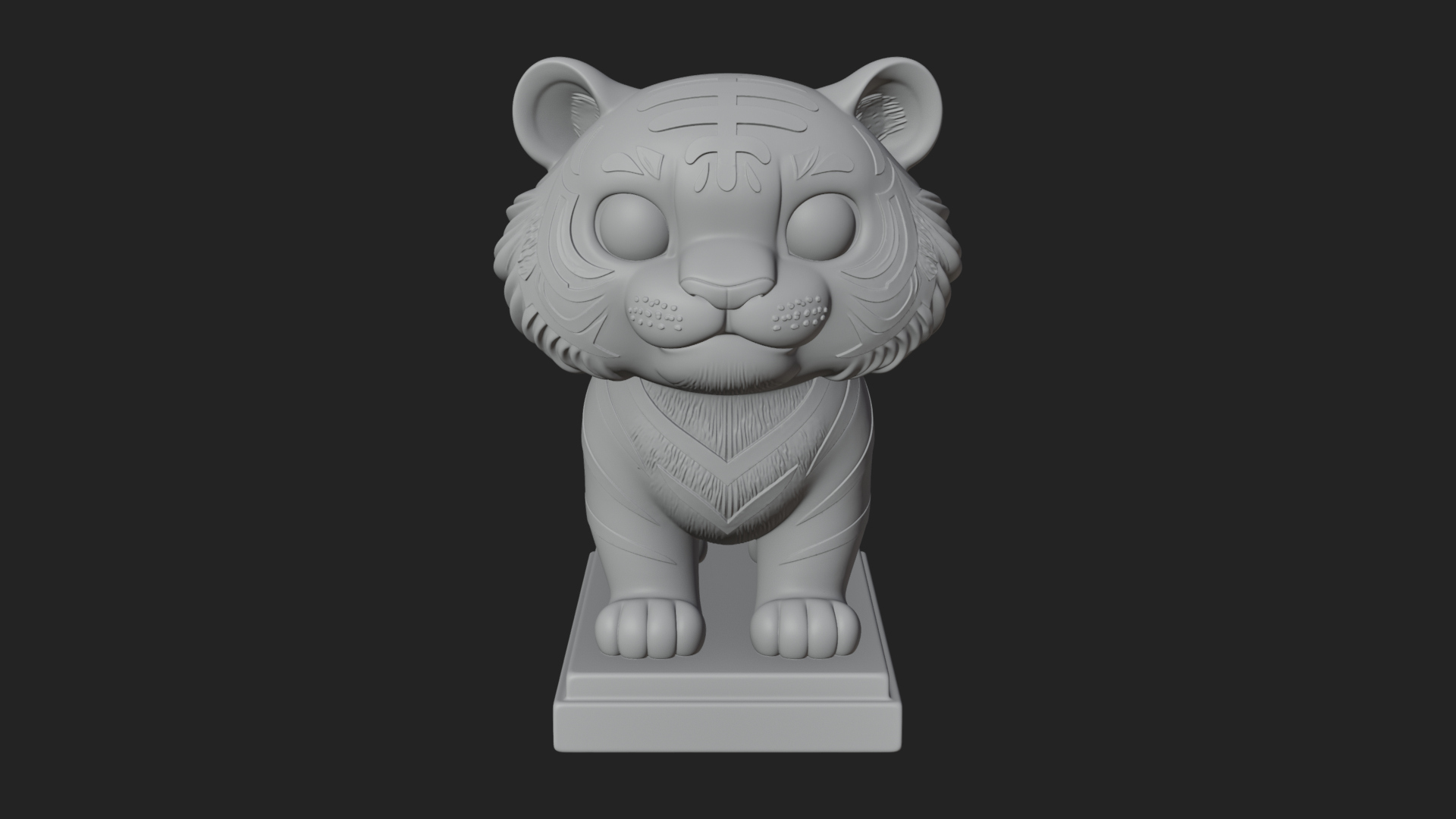 Cute Tiger Cub Statue Design 4 3D Print Model 3D Model